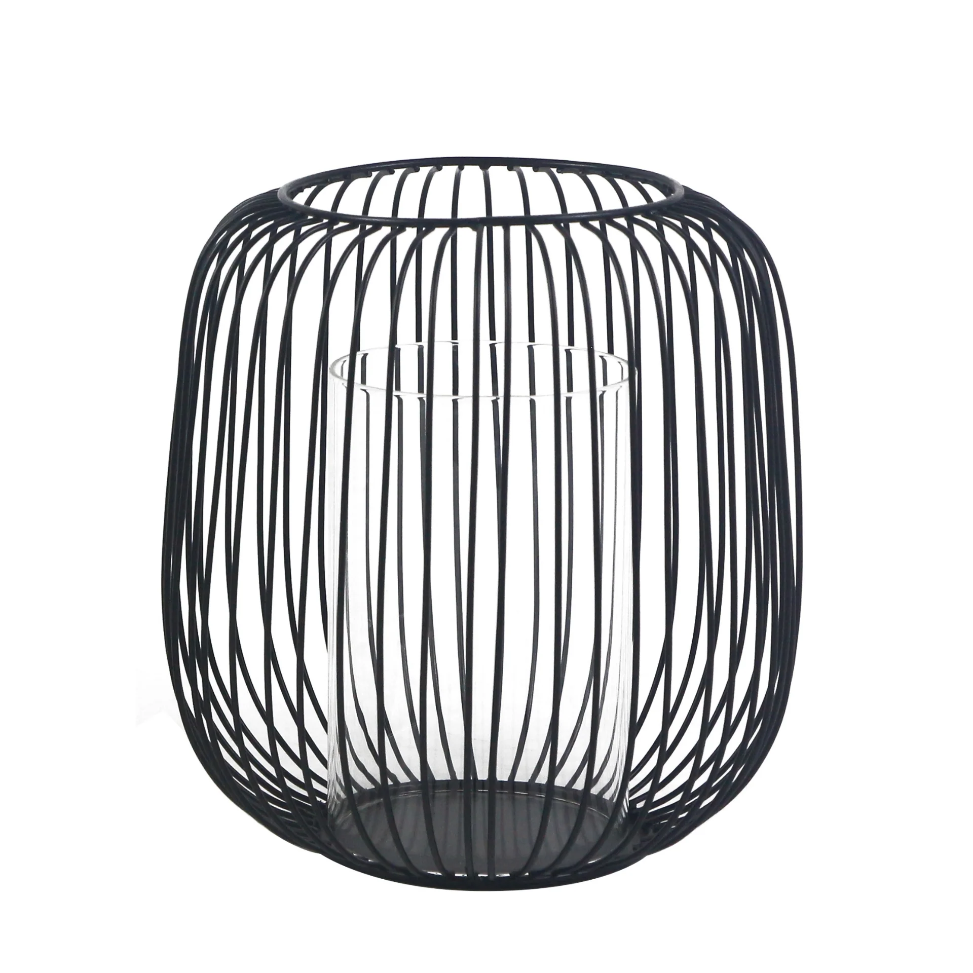 Akia svart metall lykta 21cm