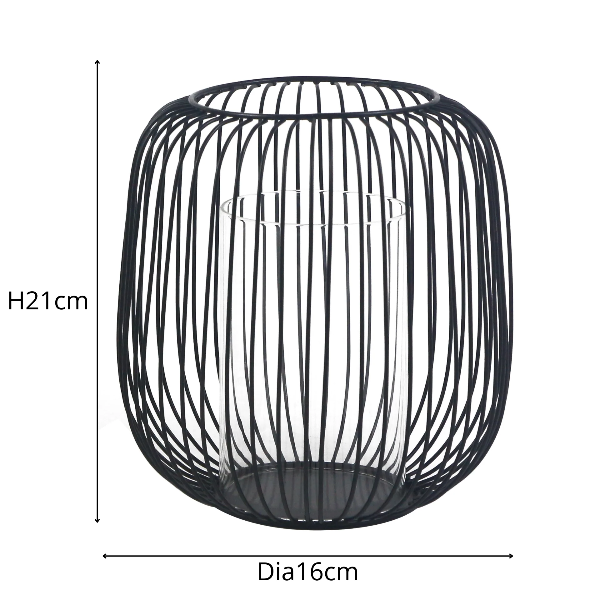 Akia svart metall lykta 21cm - Image 4