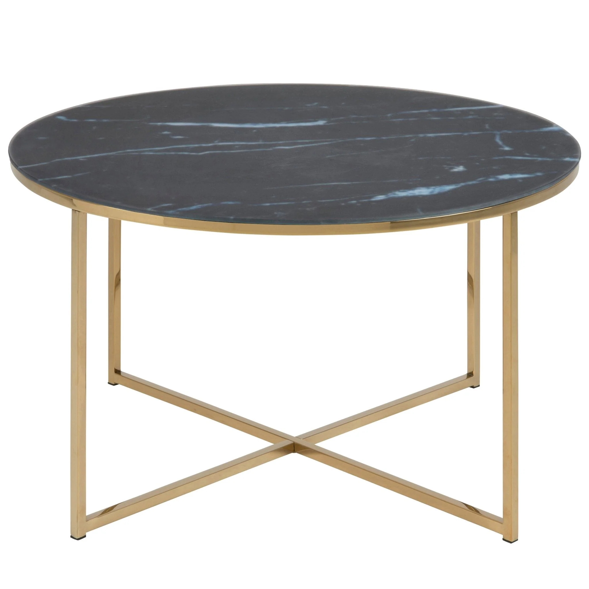 Alisma soffbord i svart marmorlook med ben i guldkrom Ø80 cm - Image 3