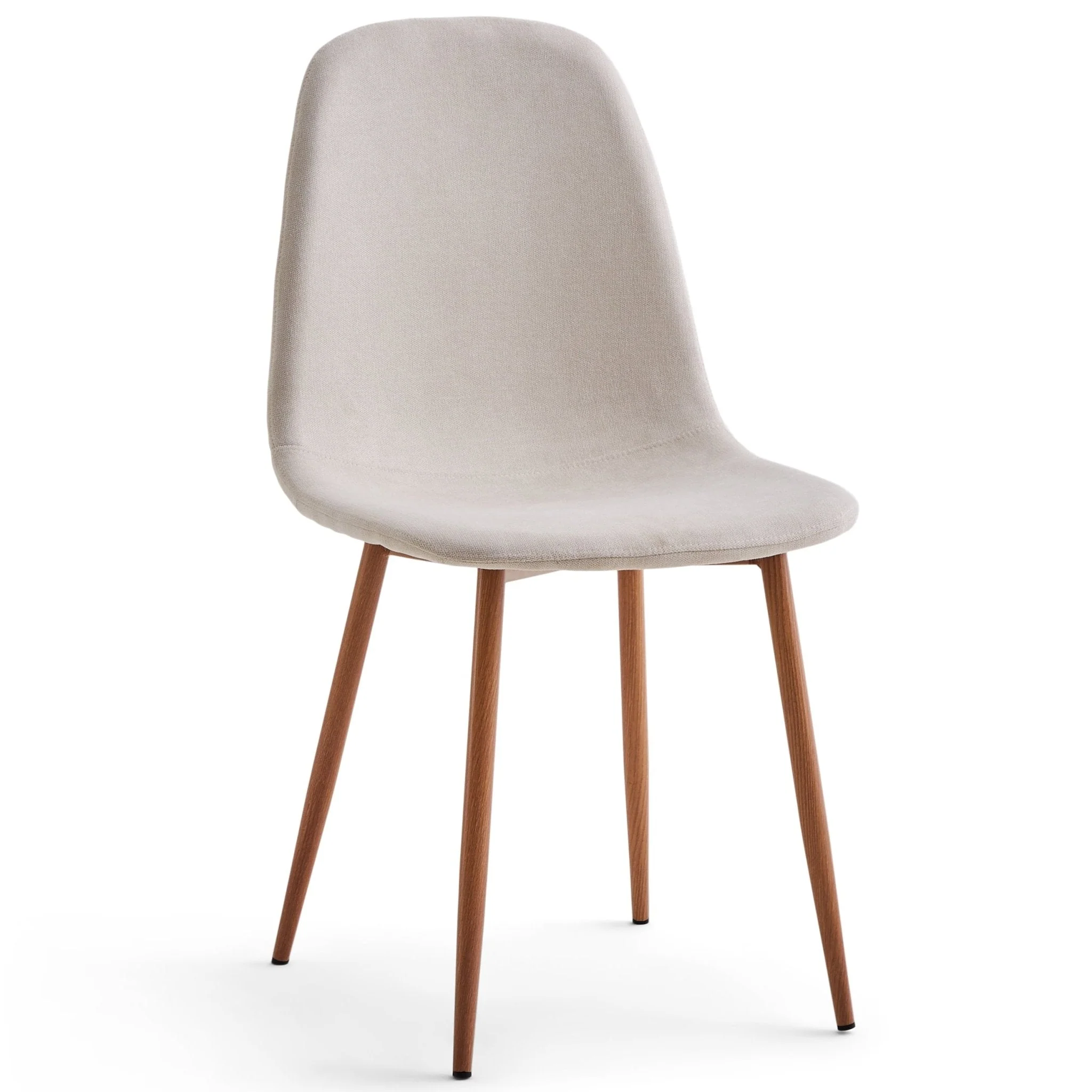 Anna matstol - beige textil med ek-look