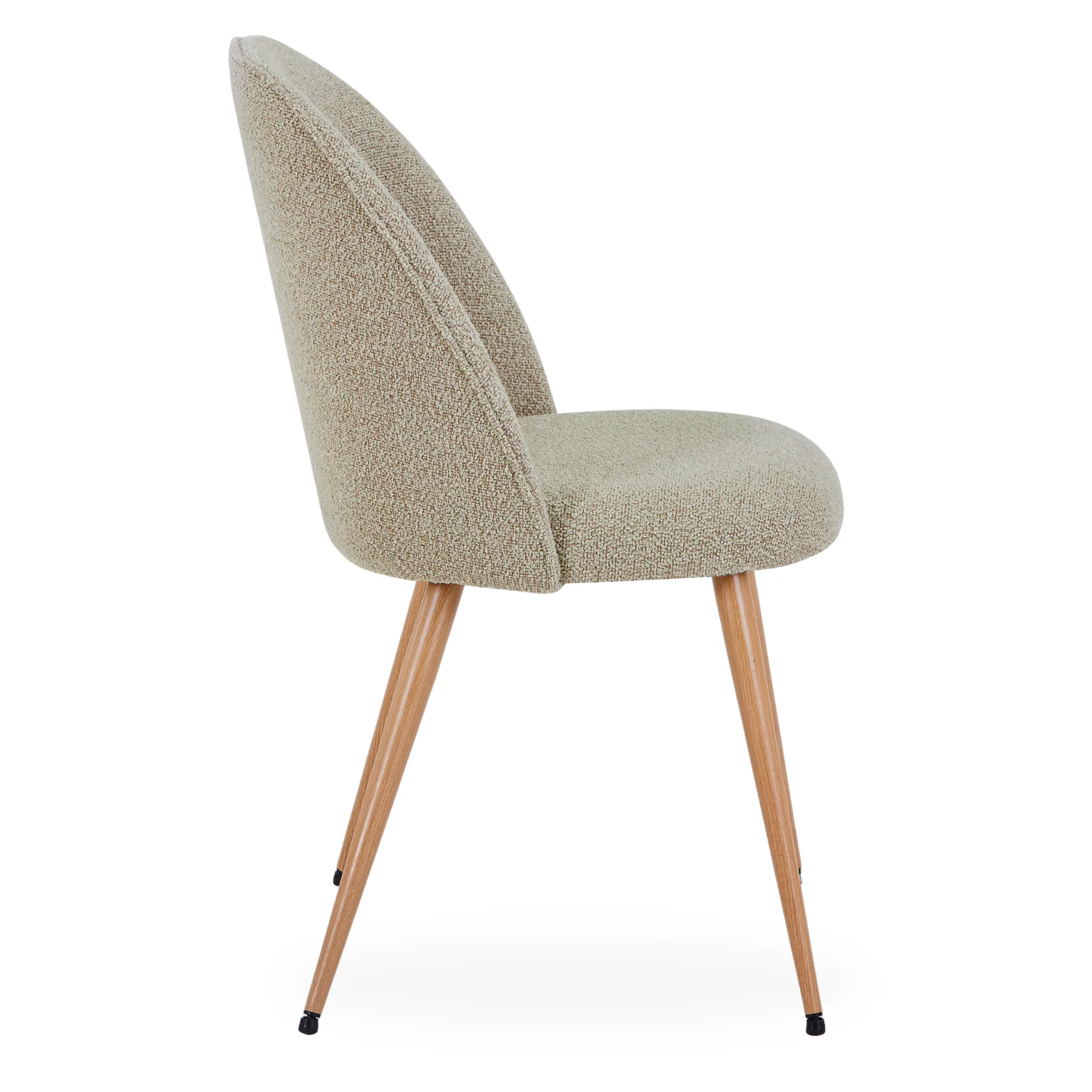 Annika matstol – Beige bouclétyg med ben i eklook - Image 2