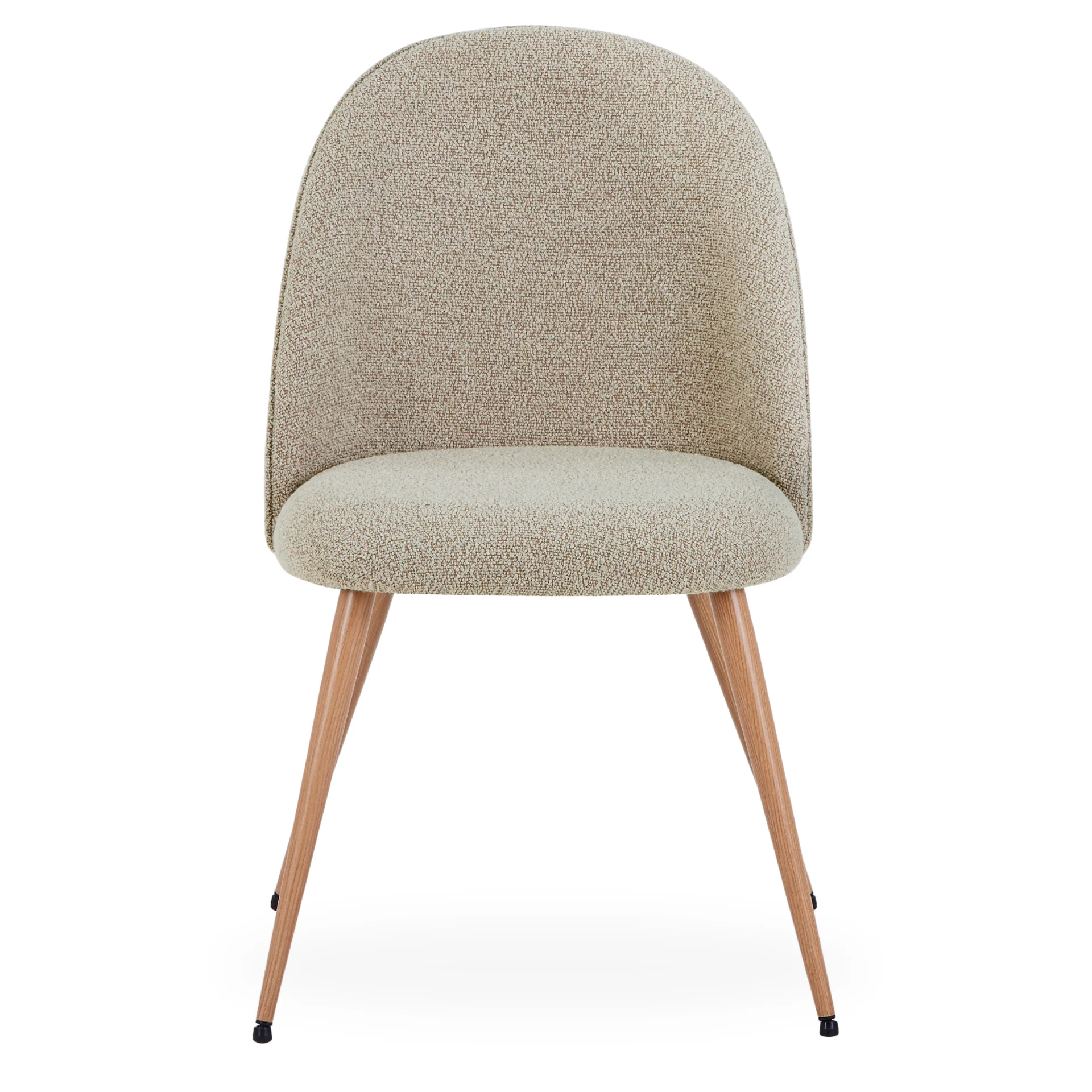 Annika matstol – Beige bouclétyg med ben i eklook - Image 4