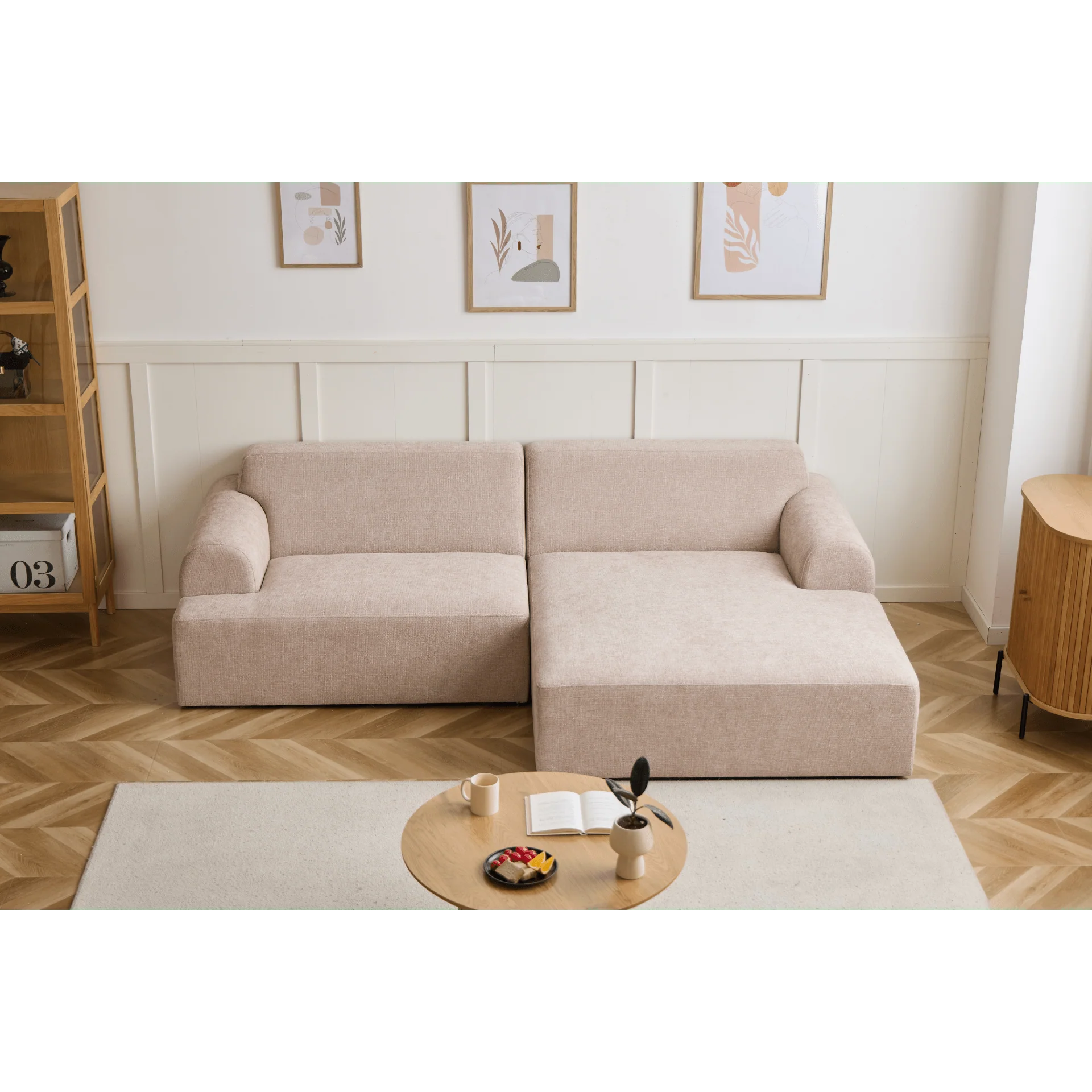 Arianna schäslongsoffa kräm - Vänstervänd - Image 6
