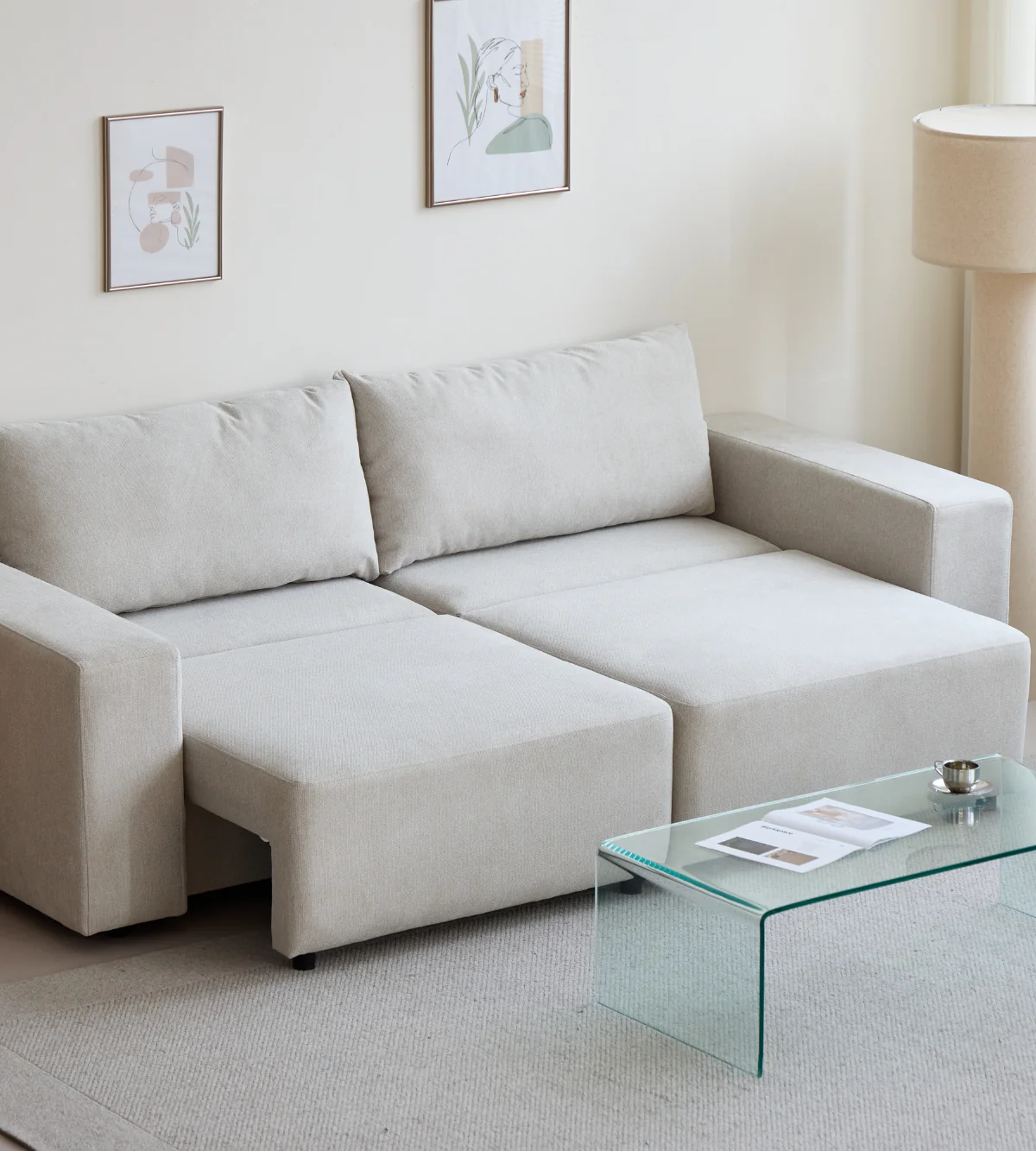 Bäddsoffa Noelle i beige textil - Image 5