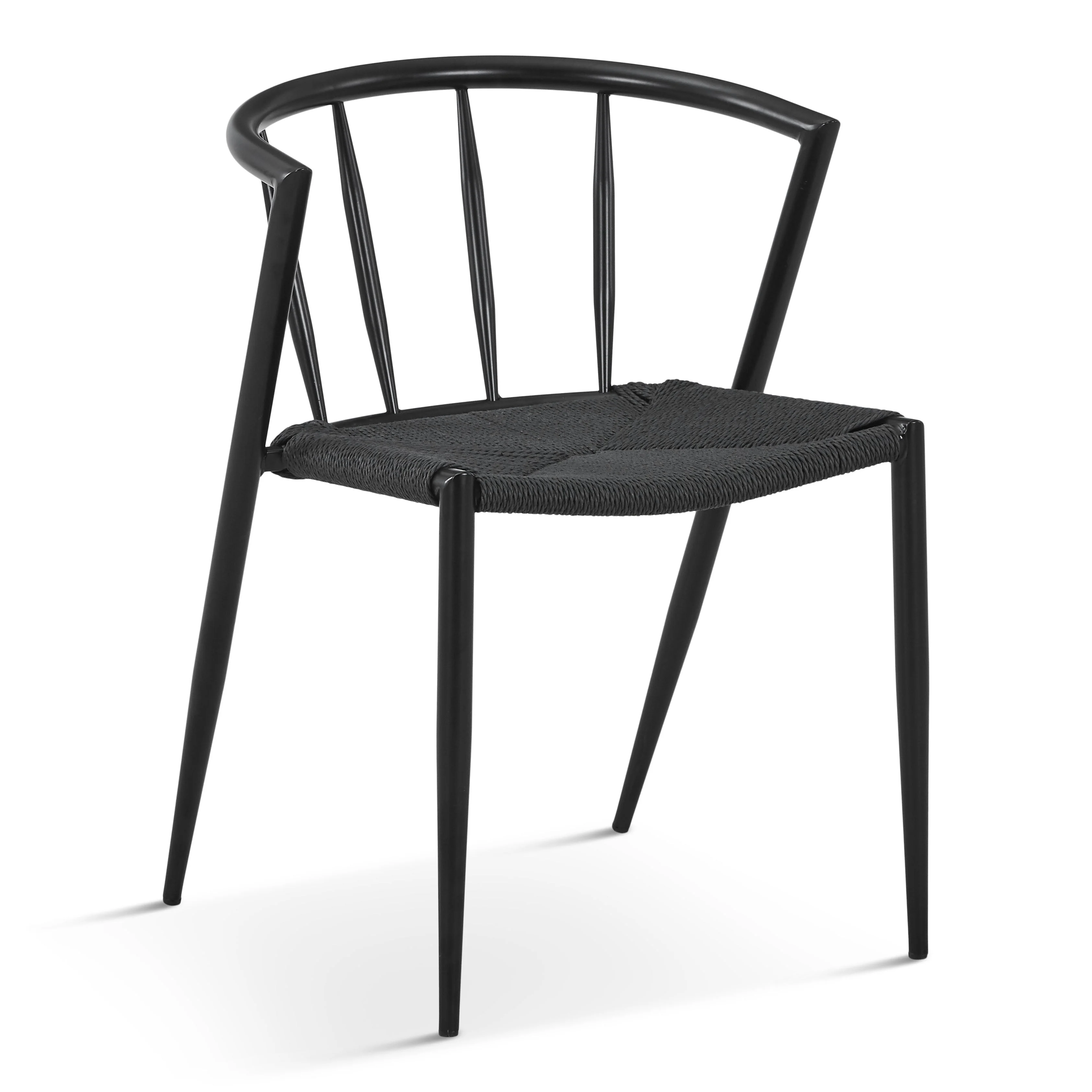 Bella - Matstol i svart med flätad sits