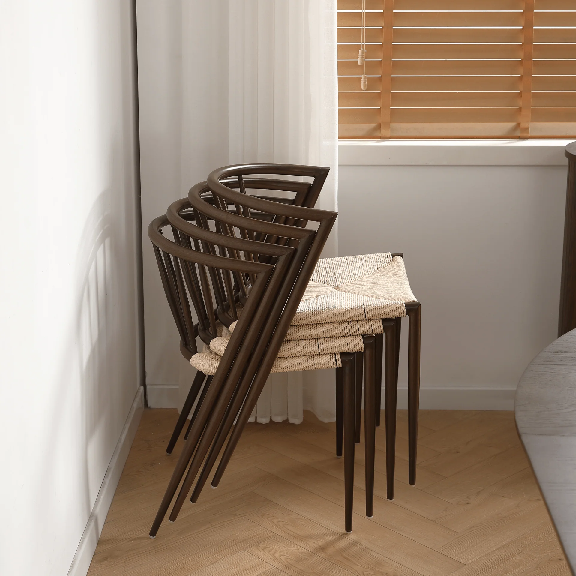 Bella - Matstol/köksstolar i Rökt eklook med naturväv - Image 10