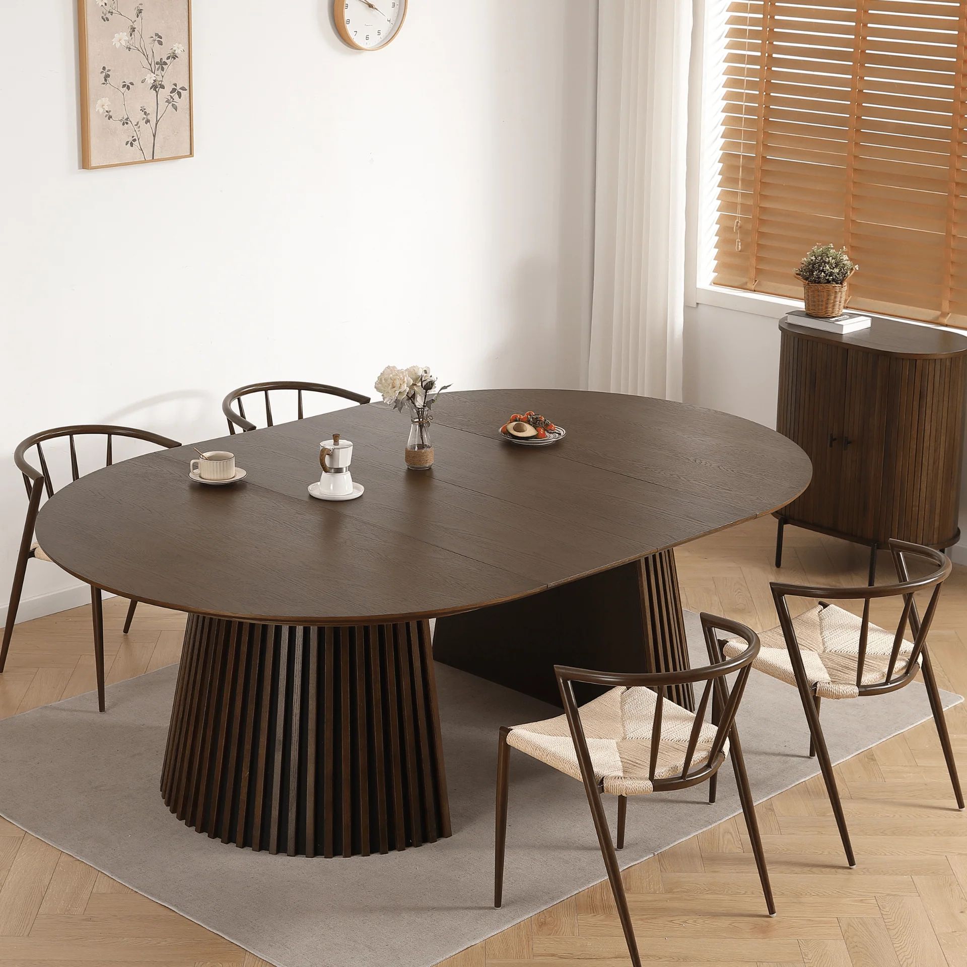 Bella - Matstol/köksstolar i Rökt eklook med naturväv - Image 8