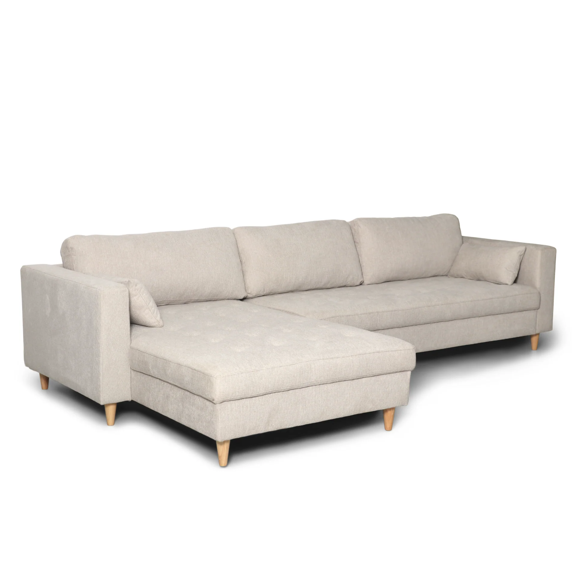 Brandy - Höger- och vänstervänd vändbar schäslong soffa i beige - L: 290 x D: 96 x H: 80 cm - Image 4