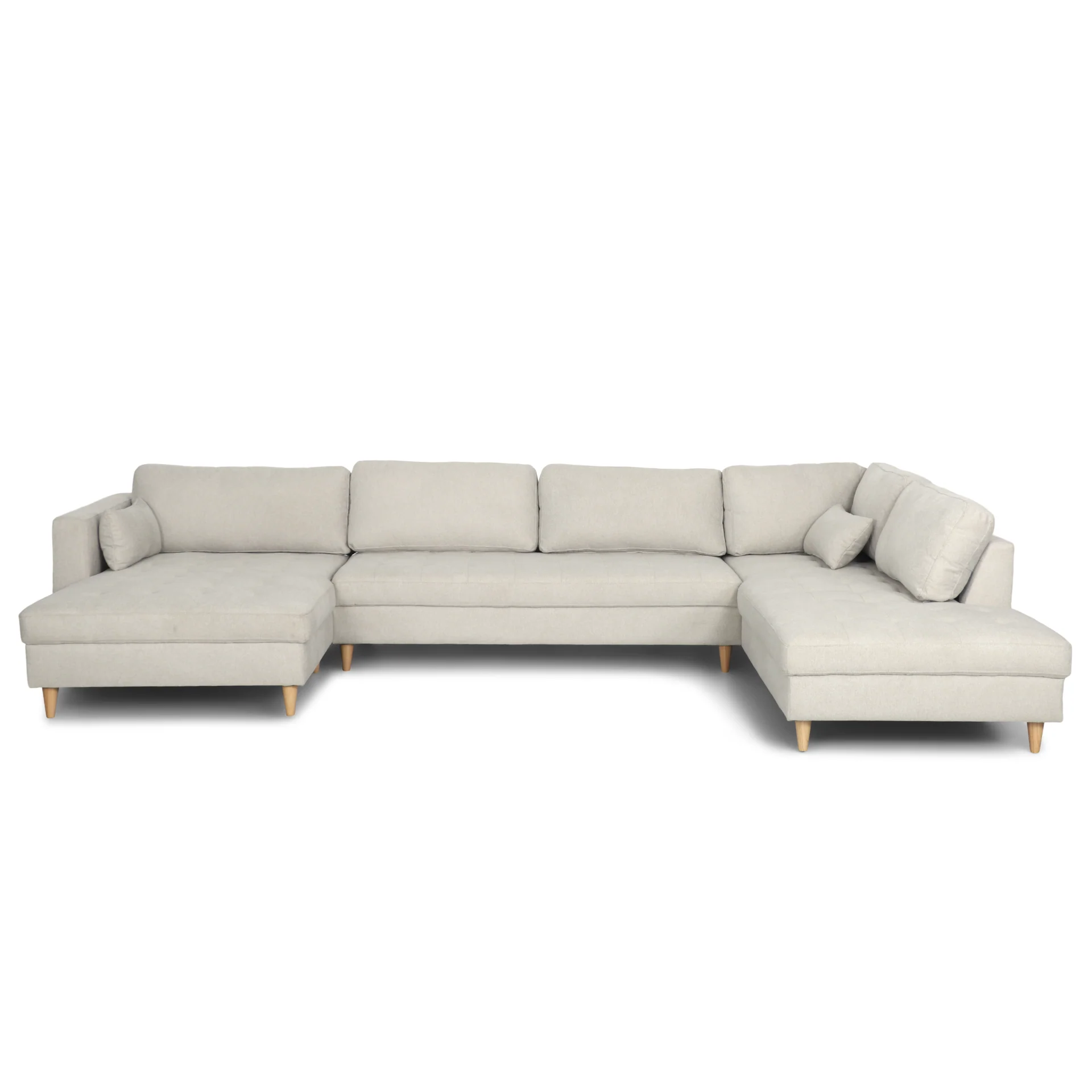 Brandy - vänstervänd U-soffa i beige med divan - L: 360 x D: 211 x H: 78 cm