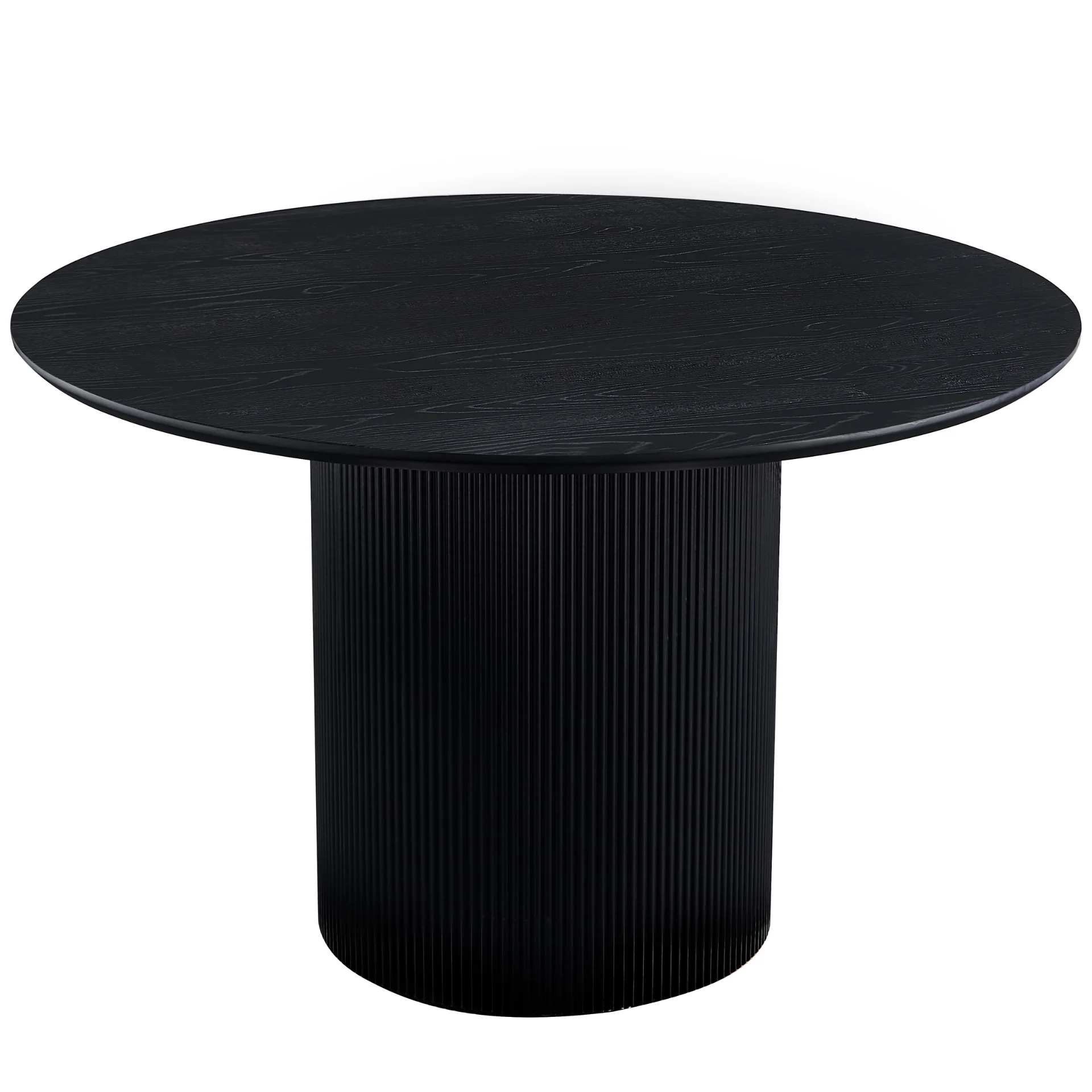 Carisma - Runt matbord med lameller, 120 cm i svart med pelarben
