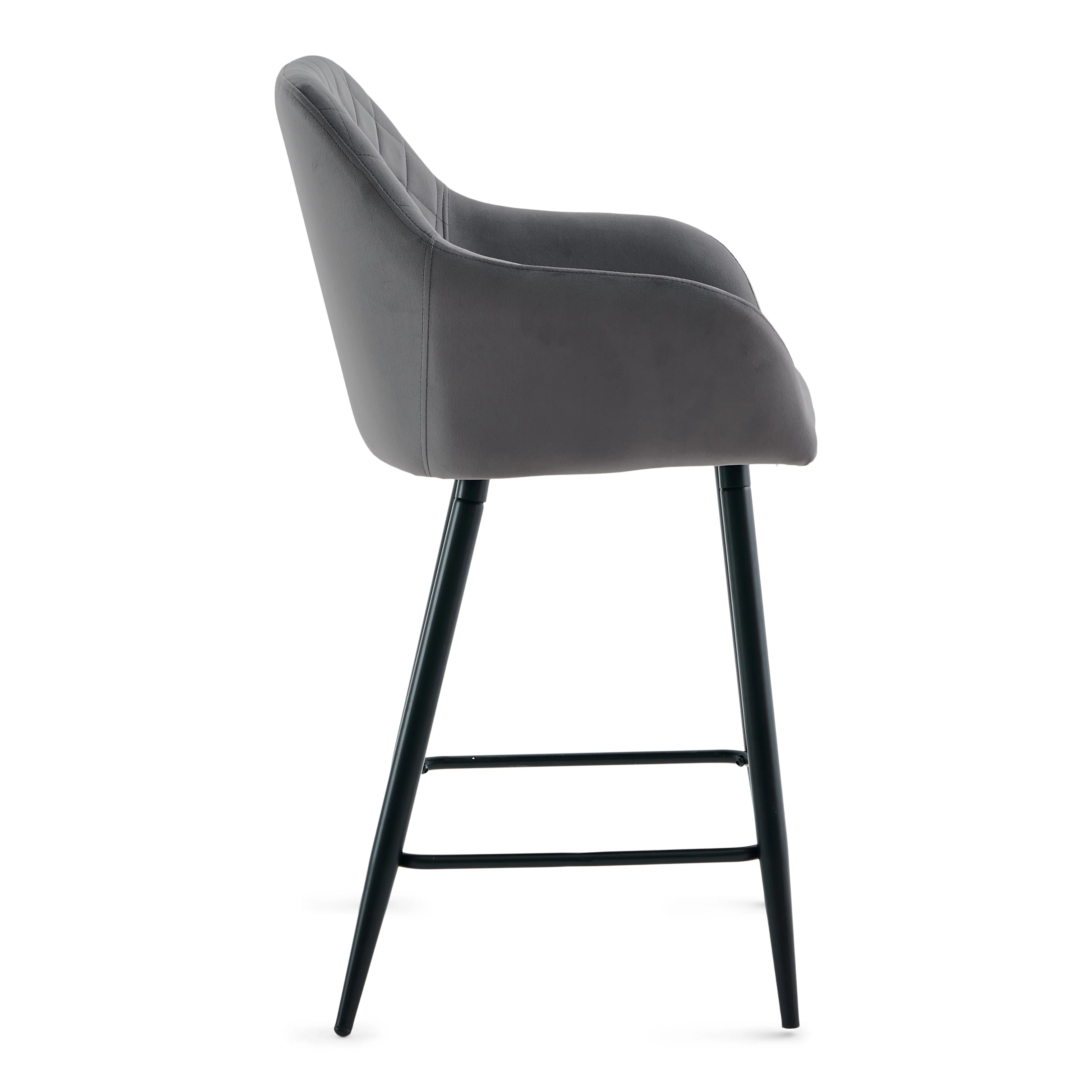 Carlo - barstol grå sammet med armstöd 65 cm - Image 4