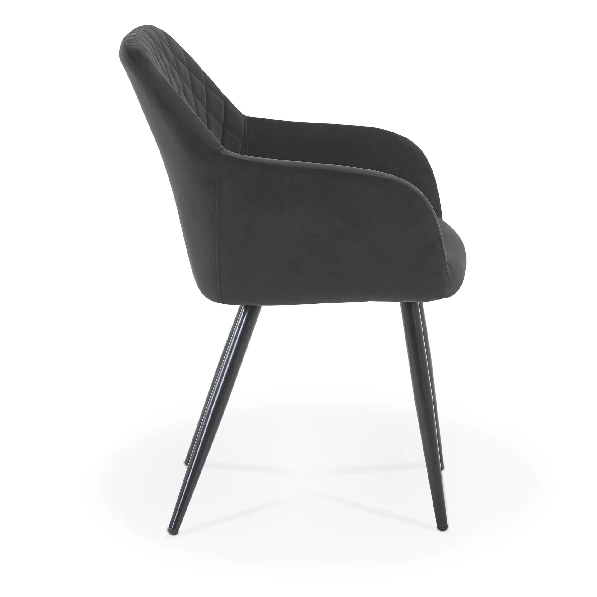 Carlo matbordsstol - Svart velour med armstöd - Image 4
