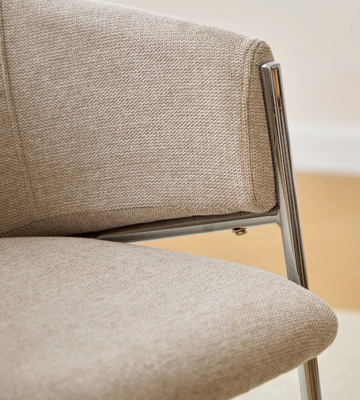 Carolina matstol i beige bouclé med chrome ben - Image 6