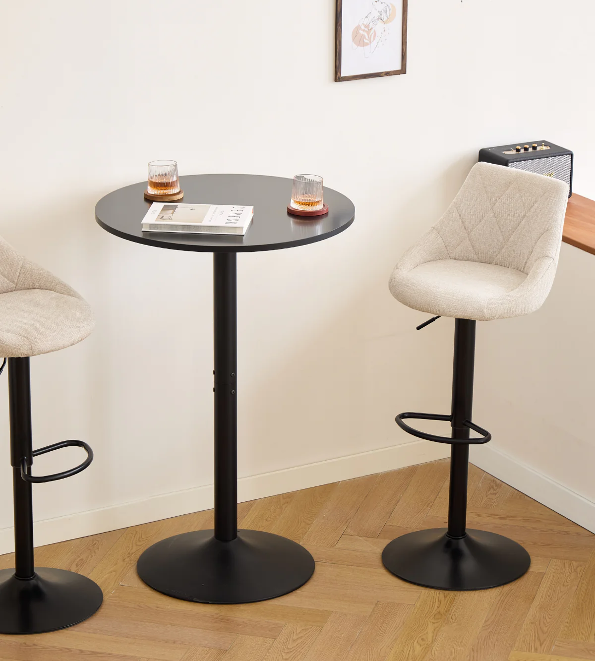 Cassie - beige justerbar barstol med 360 graders svängfunktion - Image 3
