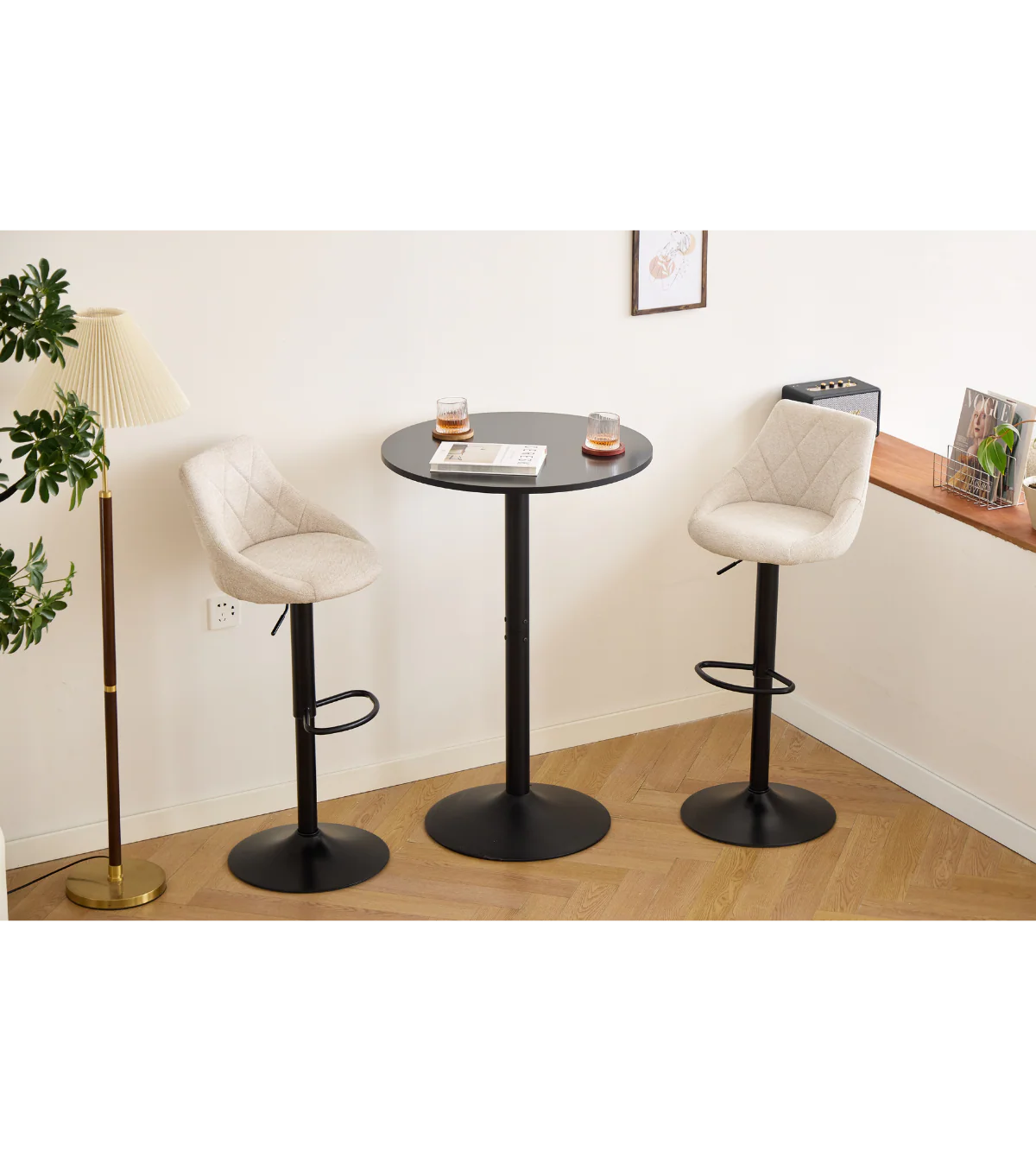 Cassie - beige justerbar barstol med 360 graders svängfunktion - Image 6
