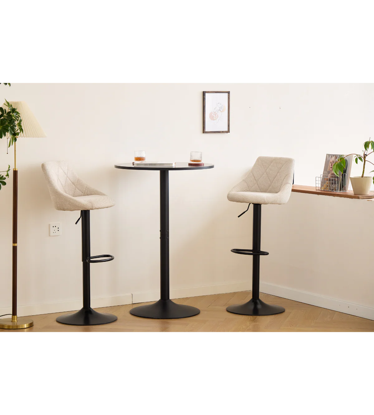 Cassie - beige justerbar barstol med 360 graders svängfunktion - Image 7