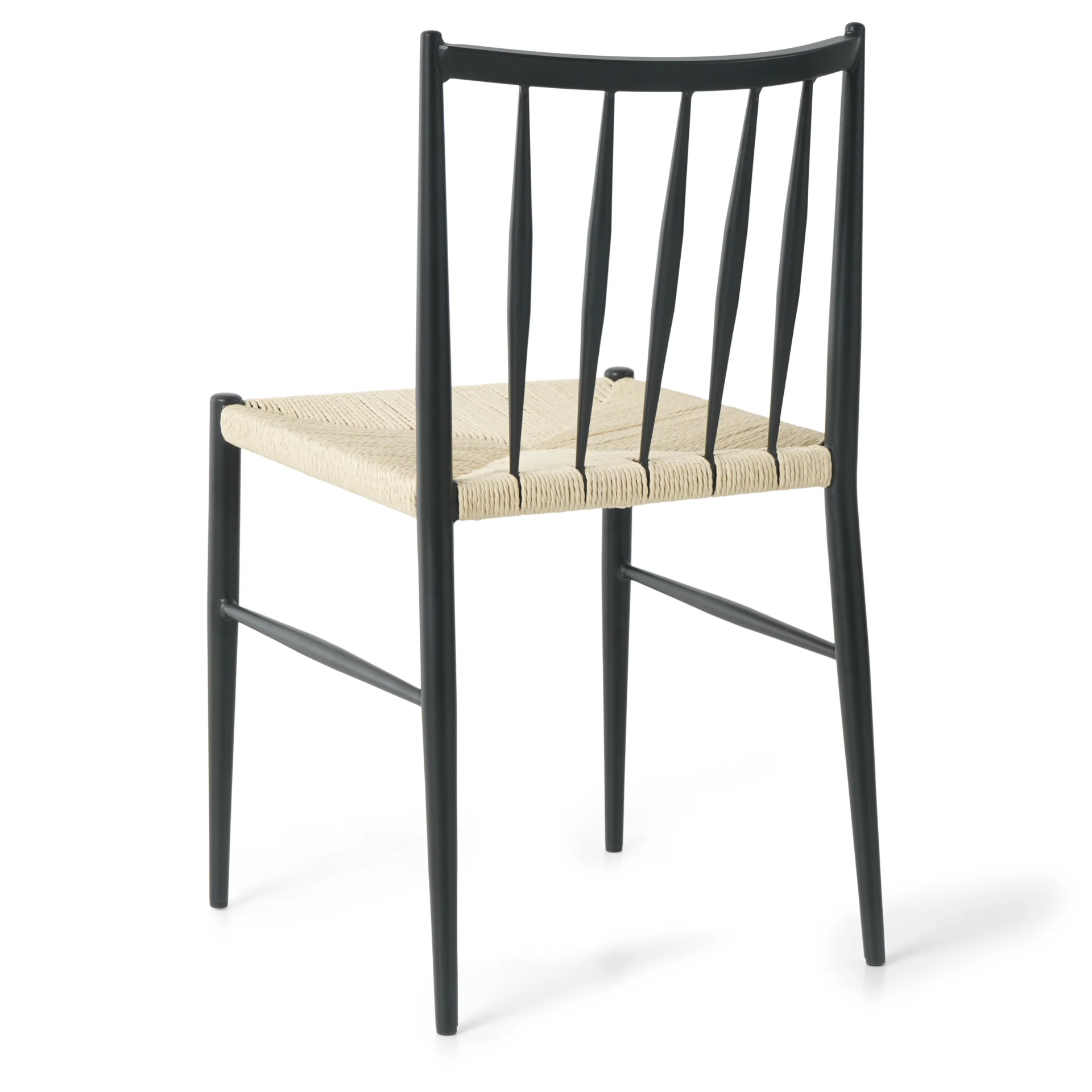 Elena - Matstol/pinnstol i svart med flätad sits - Image 2