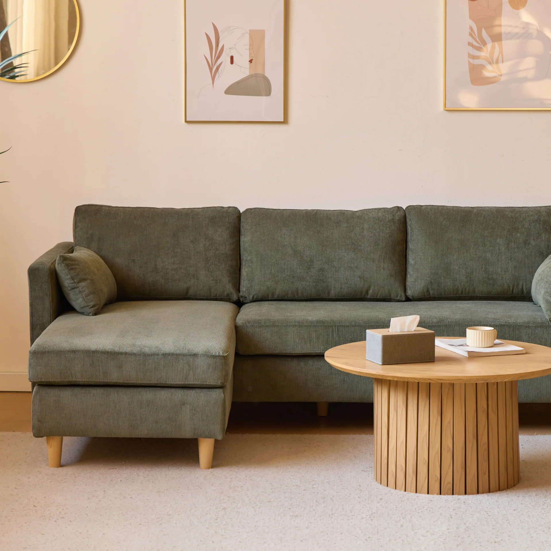 Ellis - Höger- och vänster-vändbar schäslongsoffa i grönt sammet - L: 215 x D: 82 x H: 78 cm - Image 2