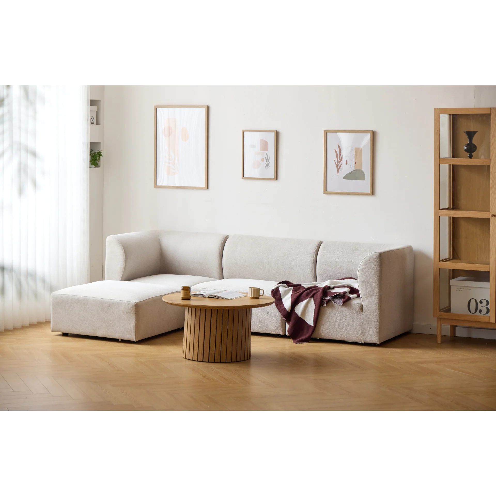Emilia modulsoffa i beige 3 moduler höger- och vänstervänd schäslong L: 243 X D: 158 X H: 72 cm - Image 4