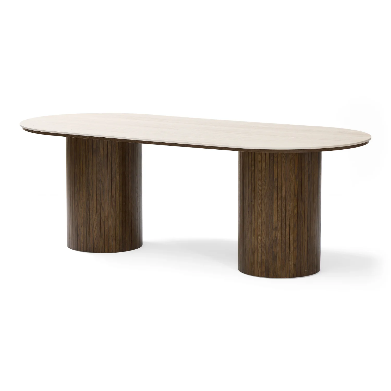 Enzo ovalt matbord med stenskiva i beige och underrede i rökt ek 220x100x76 cm - Image 9
