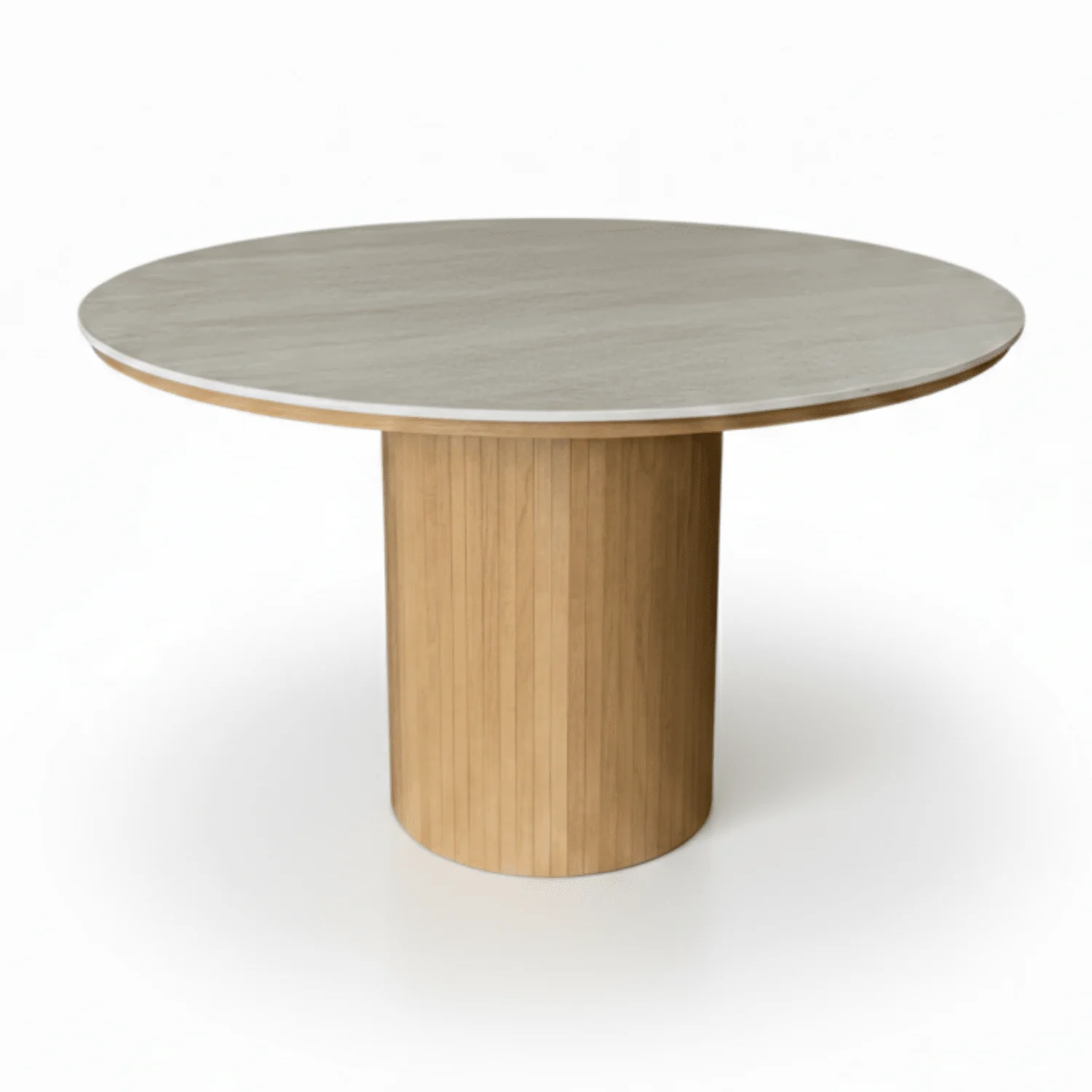 Enzo runt matbord med beige stenskiva och ekunderrede Ø120 cm - Image 3