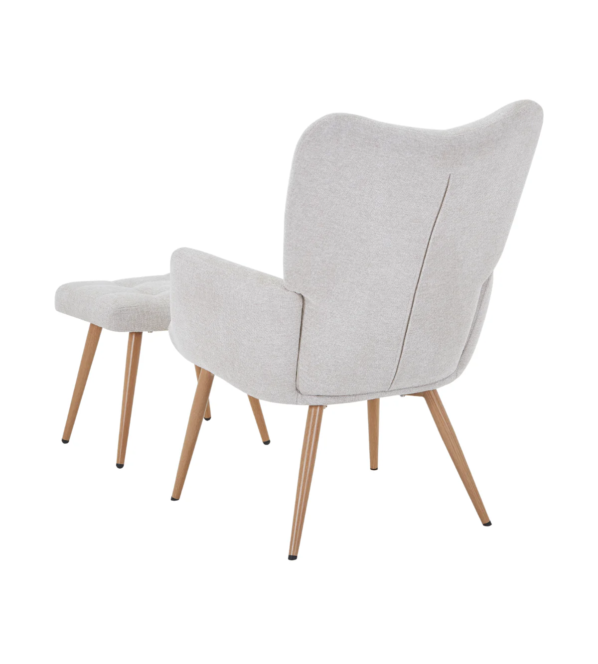 Robert fåtölj med fotpall – beige tyg med eklook - Image 4
