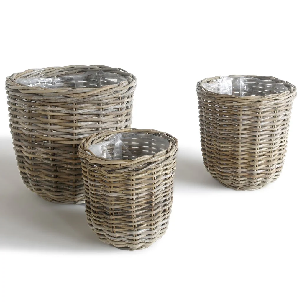 Lilli flätade korgar i ljus naturlig färg - 29 cm, 36 cm, 43 cm
