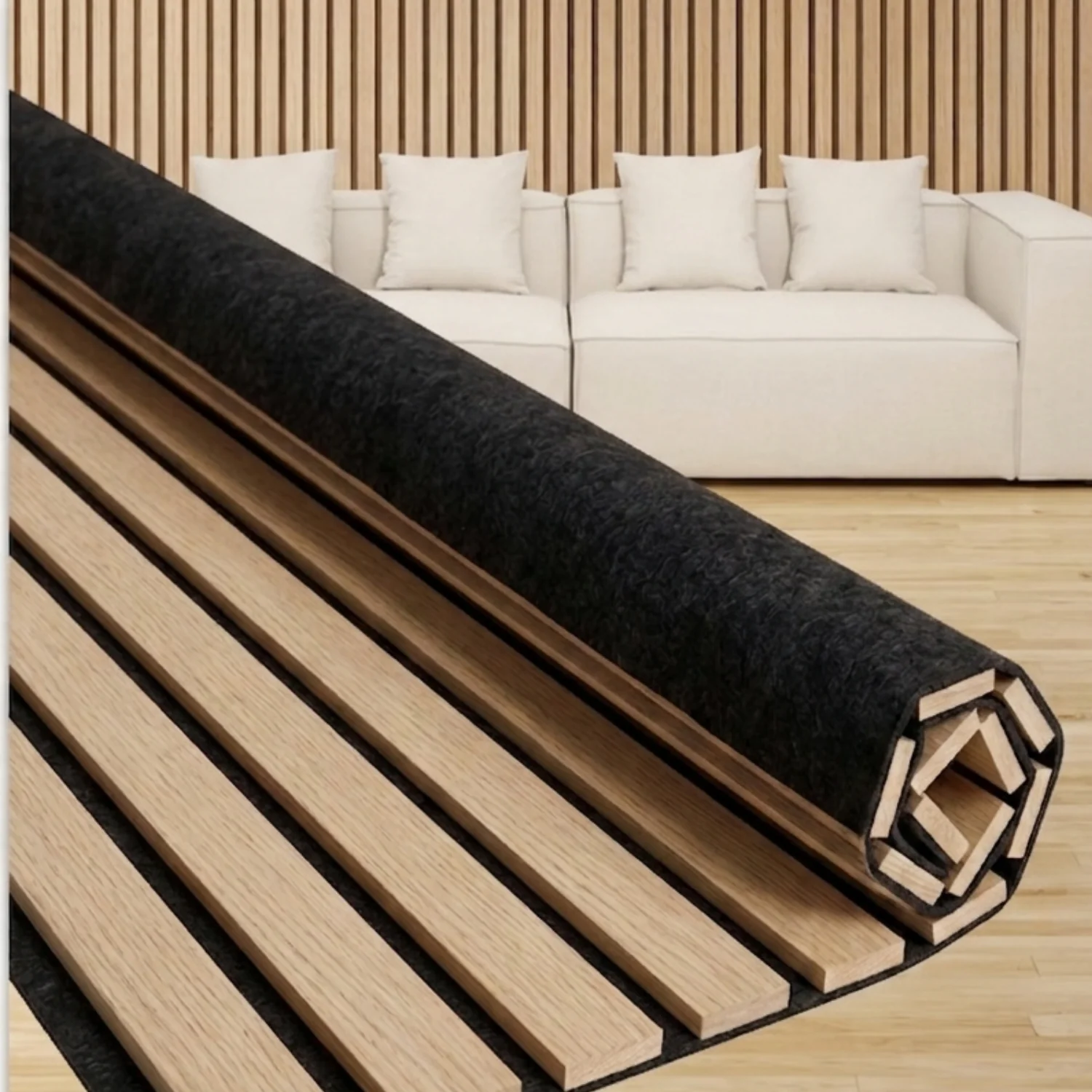 Flexibel akustikpanel i ekfanér 2600x520x18 mm - Image 2