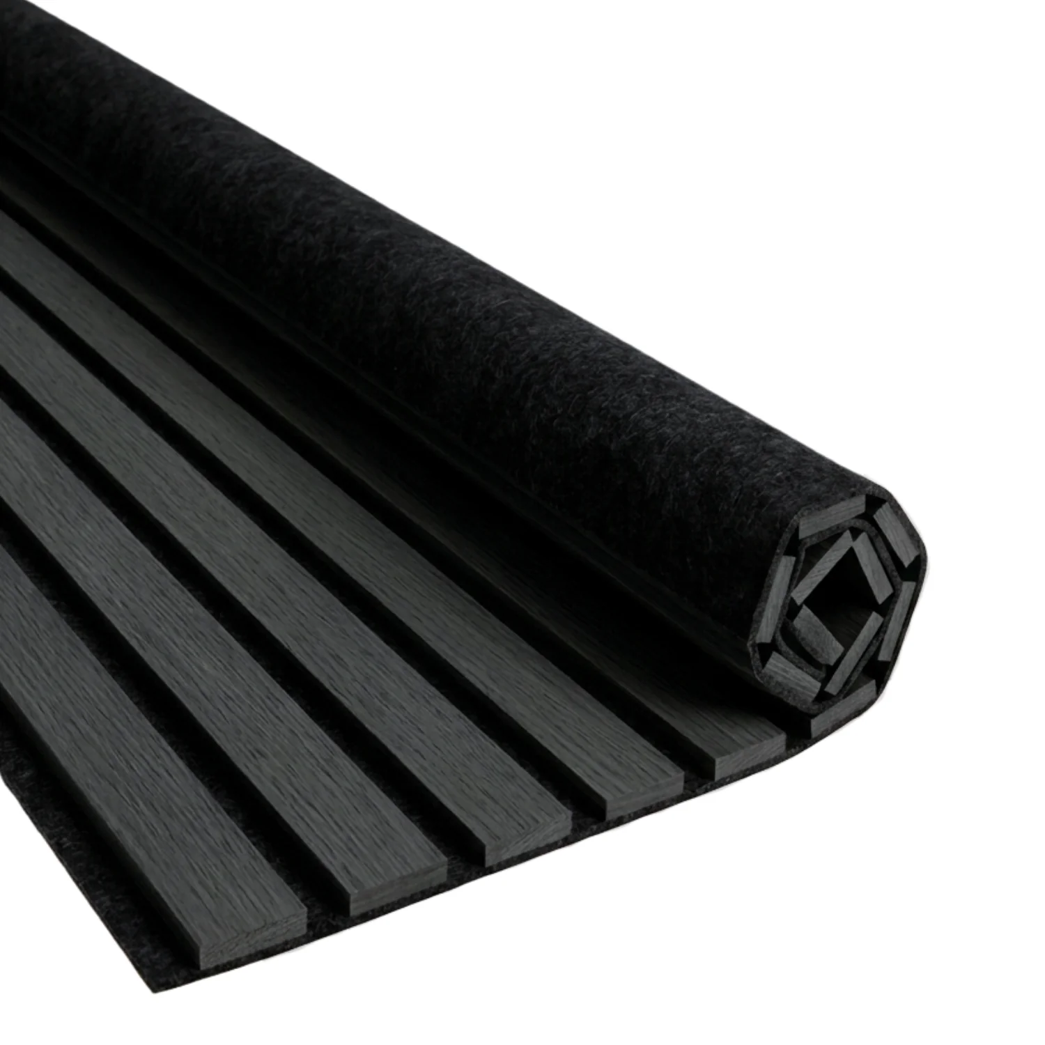 Flexibel akustikpanel i svart ekfanér 1200x520x18 mm