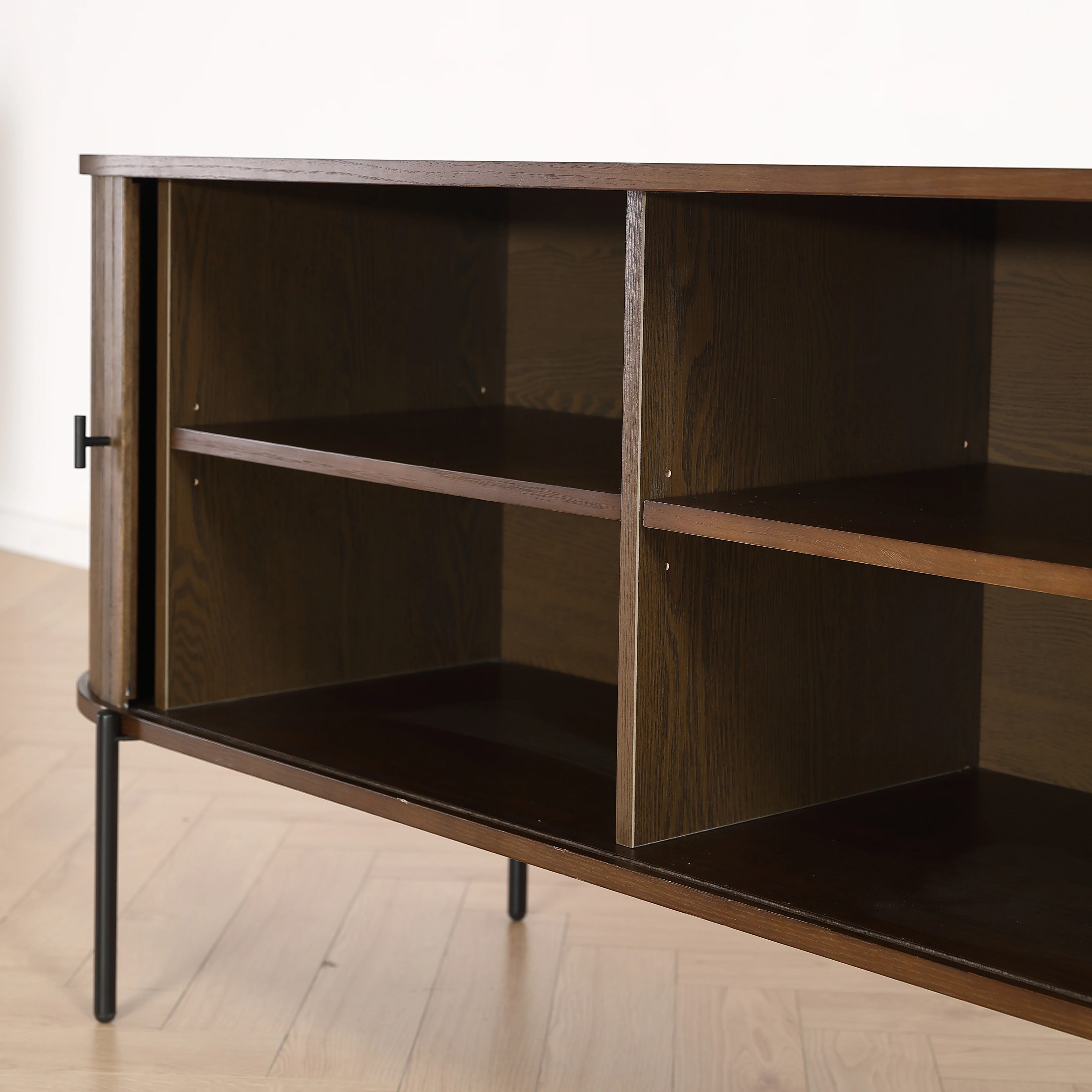 Florence jalousiskåp med lameller i rökt ek 160x45x75 cm - Image 5