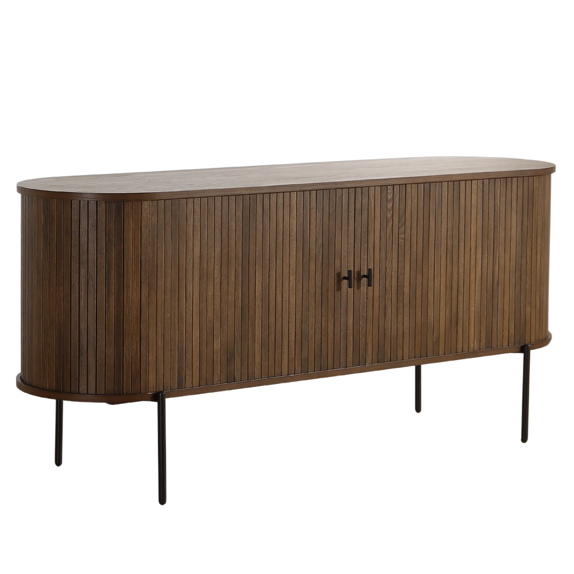 Florence jalousiskåp med lameller i rökt ek 160x45x75 cm - Image 6