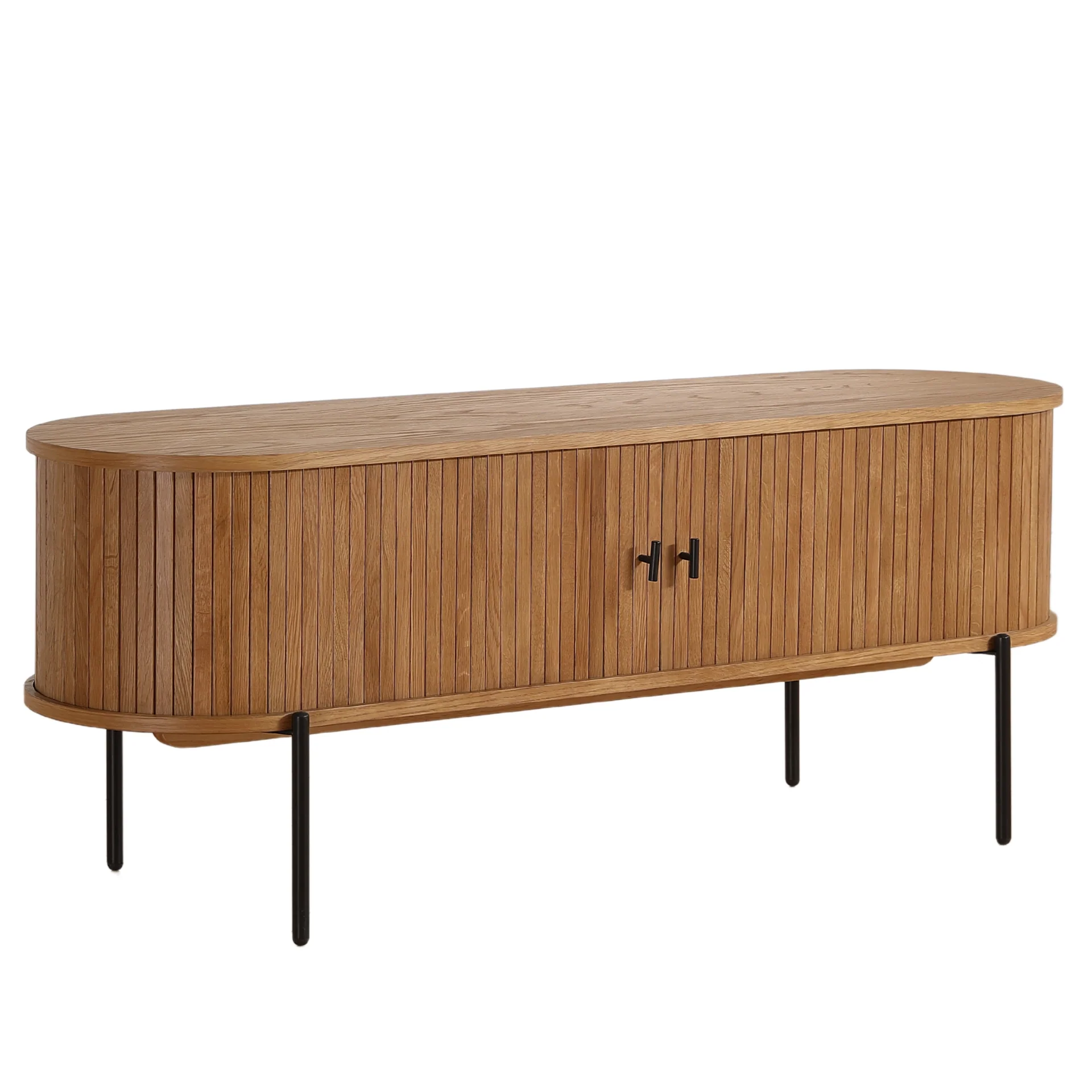 Florence jalusibord med lameller i ek 138x40x55 cm - Image 8