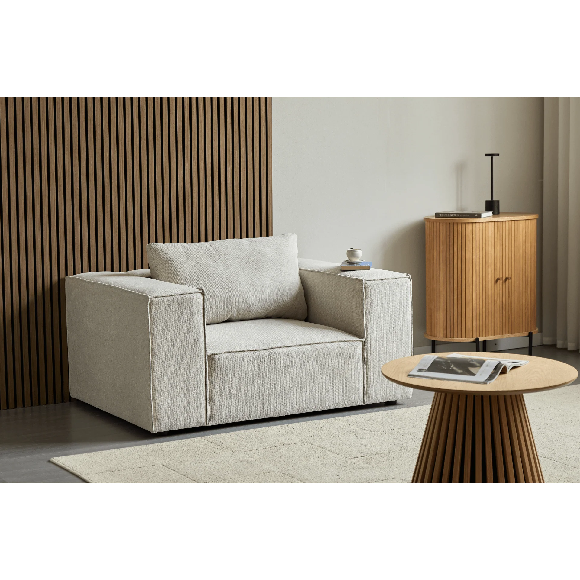 Hailey fåtölj i beige L: 136 × D: 100 × H: 64 cm - Image 6