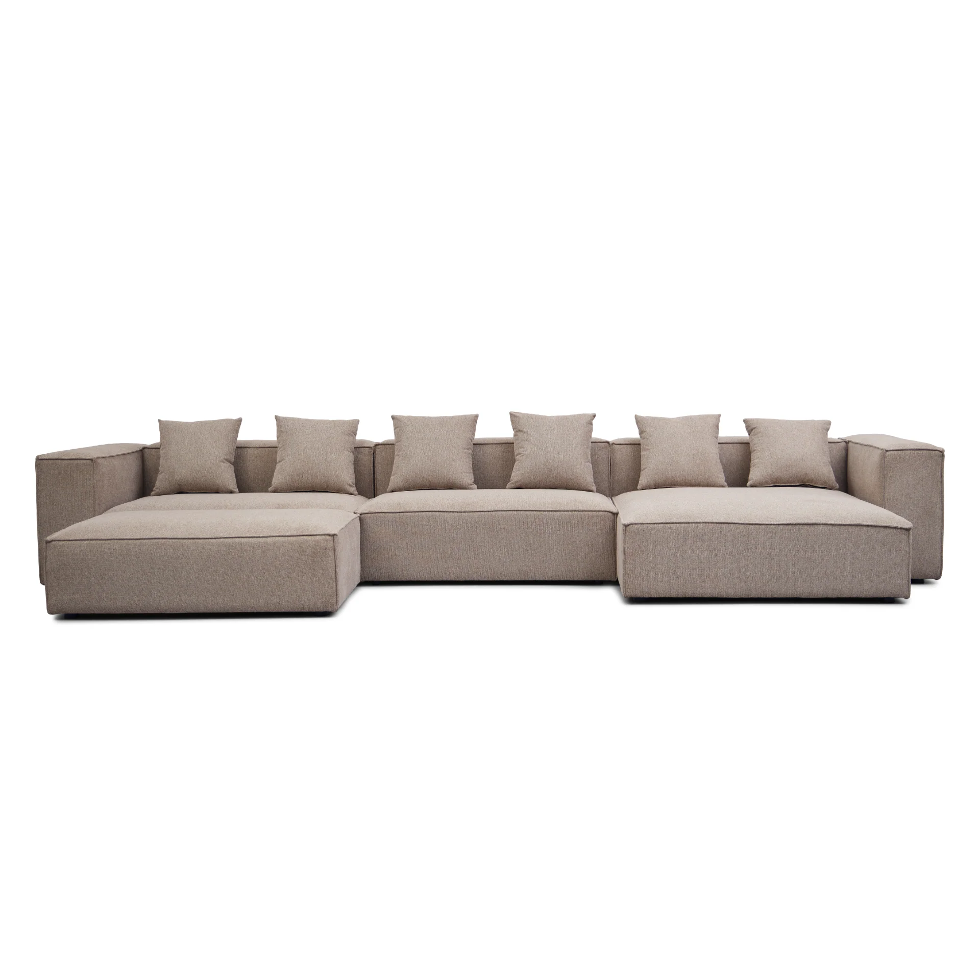 Hailey - Högervänd schäslong modulsoffa med pall i sand L: 415 X D: 172 X H: 65 cm