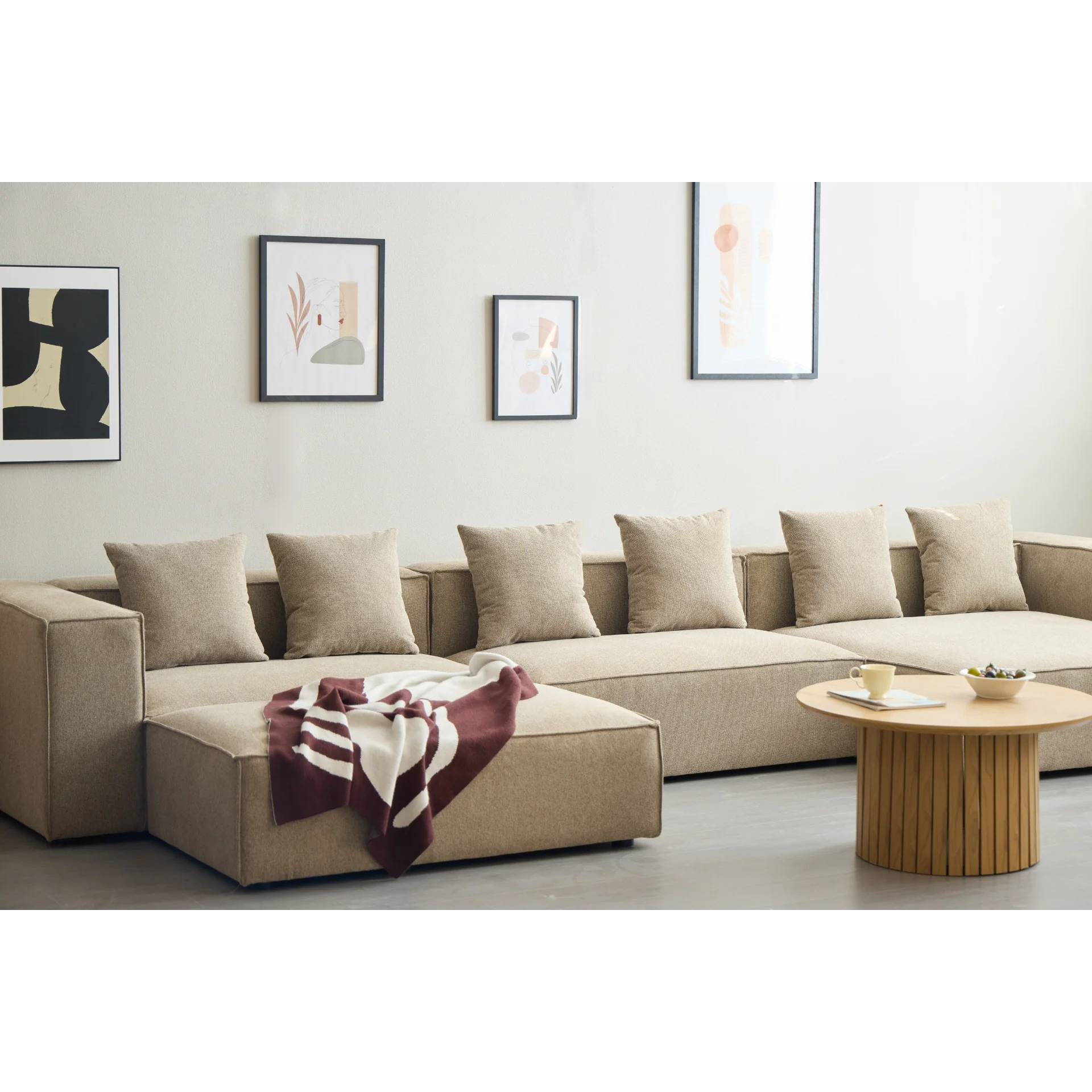 Hailey - Högervänd schäslong modulsoffa med pall i sand L: 415 X D: 172 X H: 65 cm - Image 4