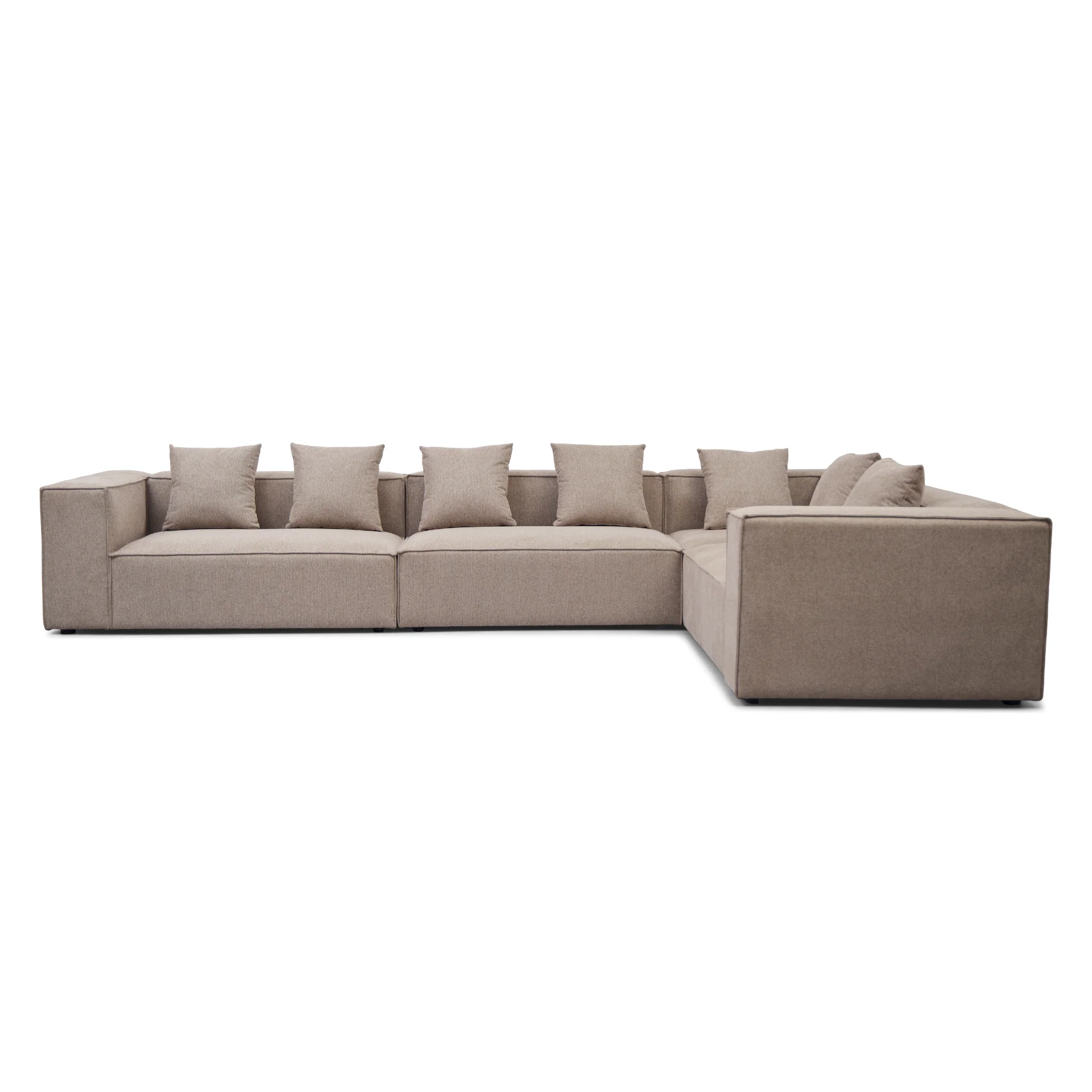 Hailey – Hörnmodulsoffa i sand med 4 moduler (Alternativ 2) L: 368 X D: 247 X H: 65 cm