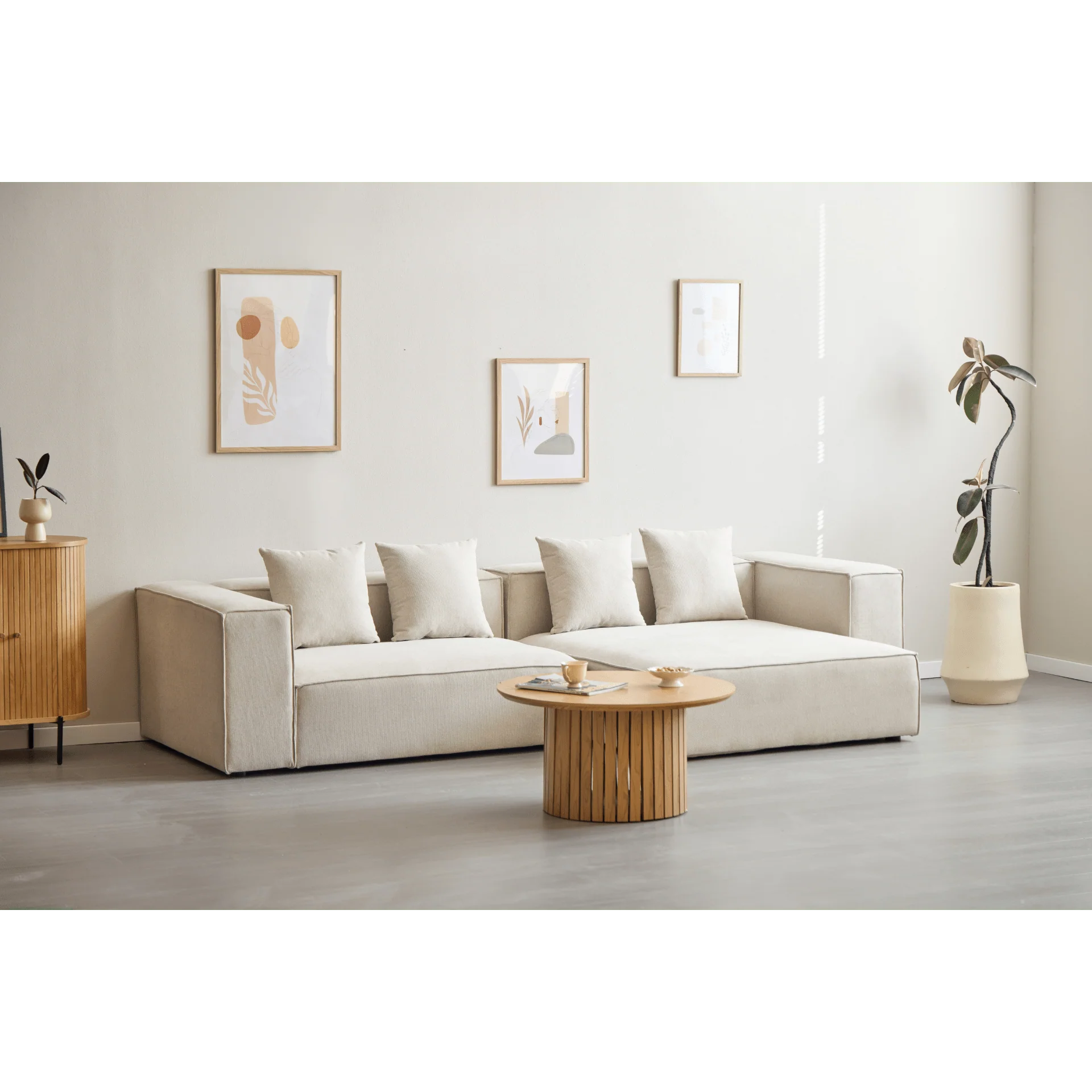 Hailey - Modulsoffa - Högervänd schäslong i beige med 2 moduler L: 294 X D: 148 X H: 65 cm - Image 5