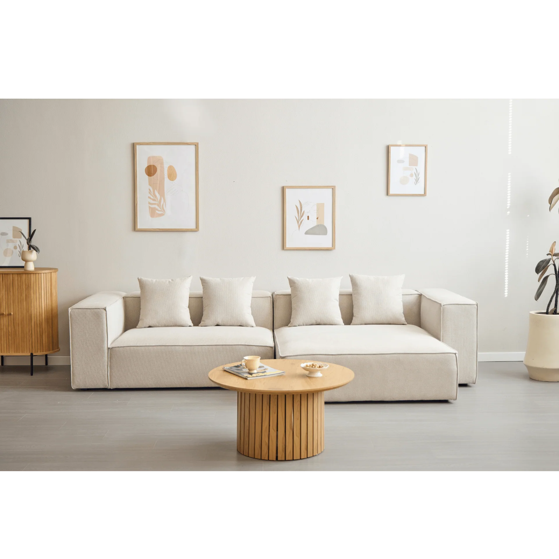Hailey - Modulsoffa - Högervänd schäslong i beige med 2 moduler L: 294 X D: 148 X H: 65 cm - Image 6