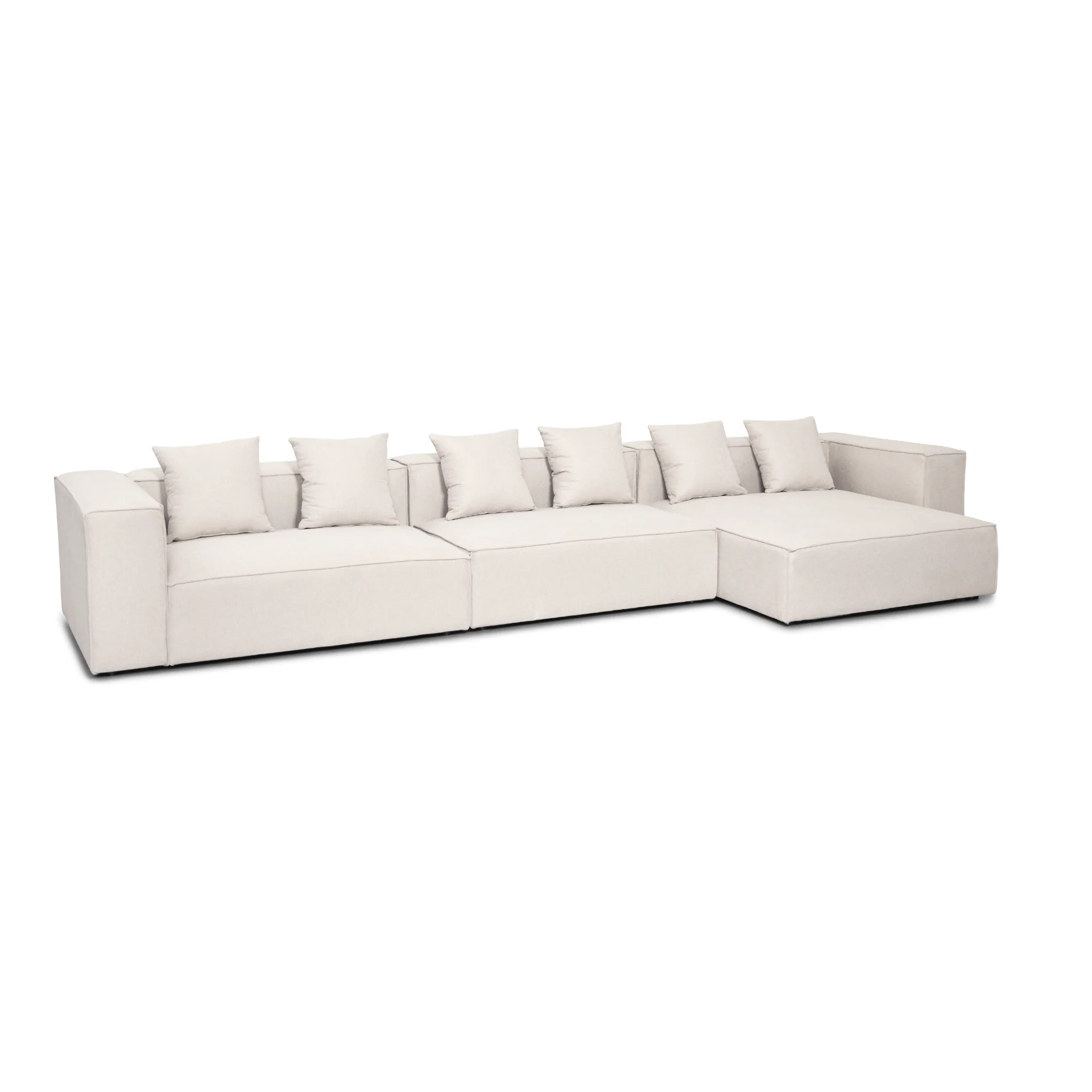 Hailey - Modulsoffa - Högervänd schäslong i beige med 3 moduler  L: 415 X D: 148 X H: 65 cm - Image 7