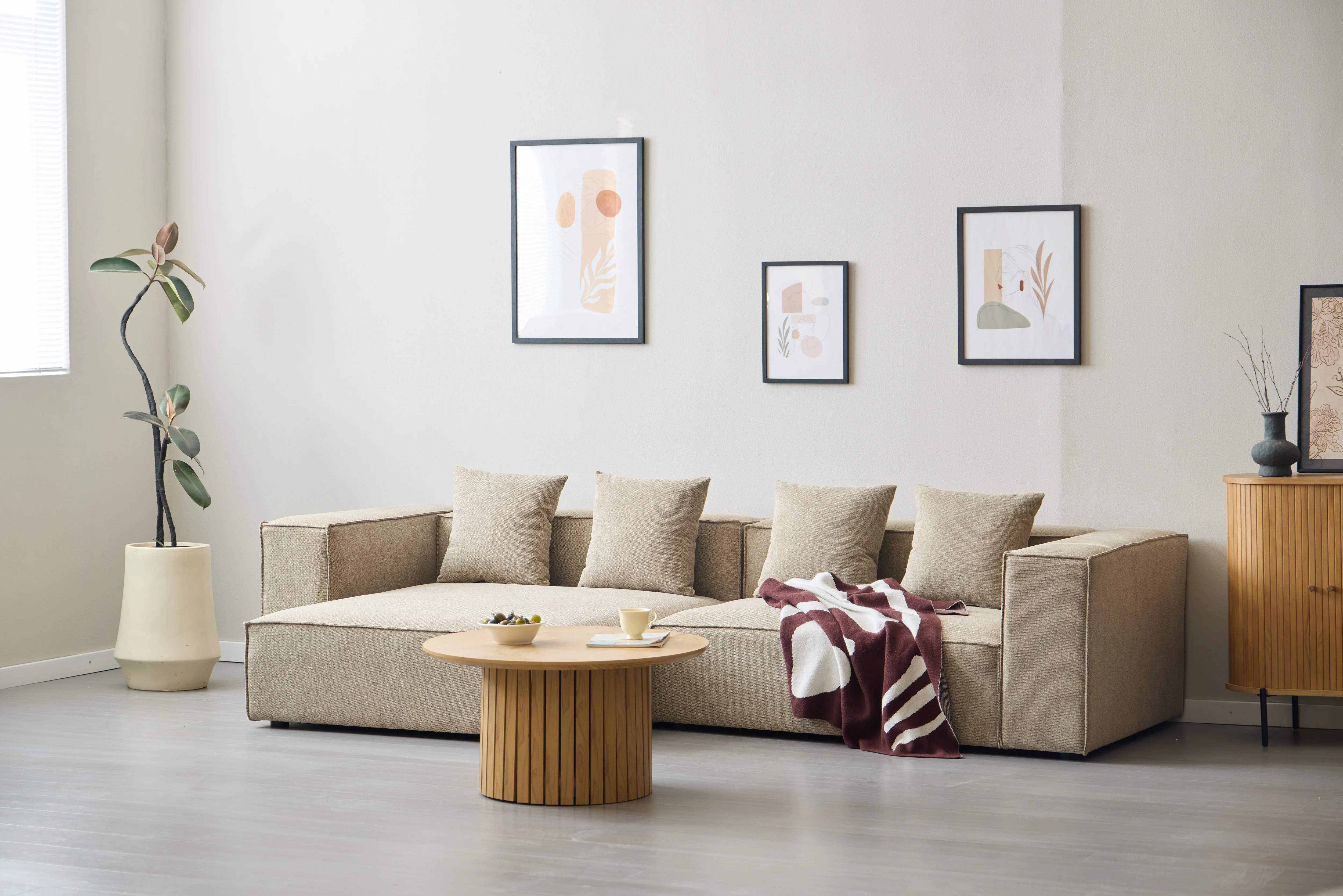 Hailey - Modulsoffa - Högervänd schäslong i sand med 2 moduler L: 294 X D: 148 X H: 65 cm - Image 3
