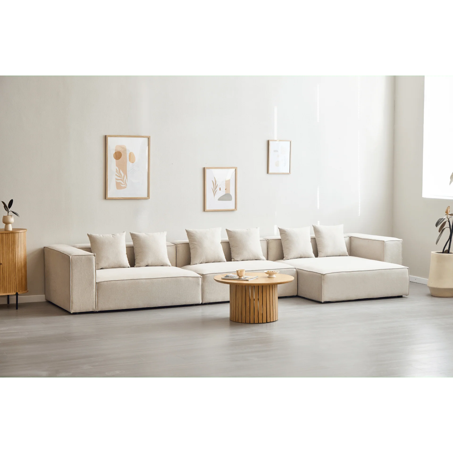 Hailey - Modulsoffa - Vänstervänd schäslong i beige med 3 moduler L: 415 X D: 148 X H: 65 cm - Image 5