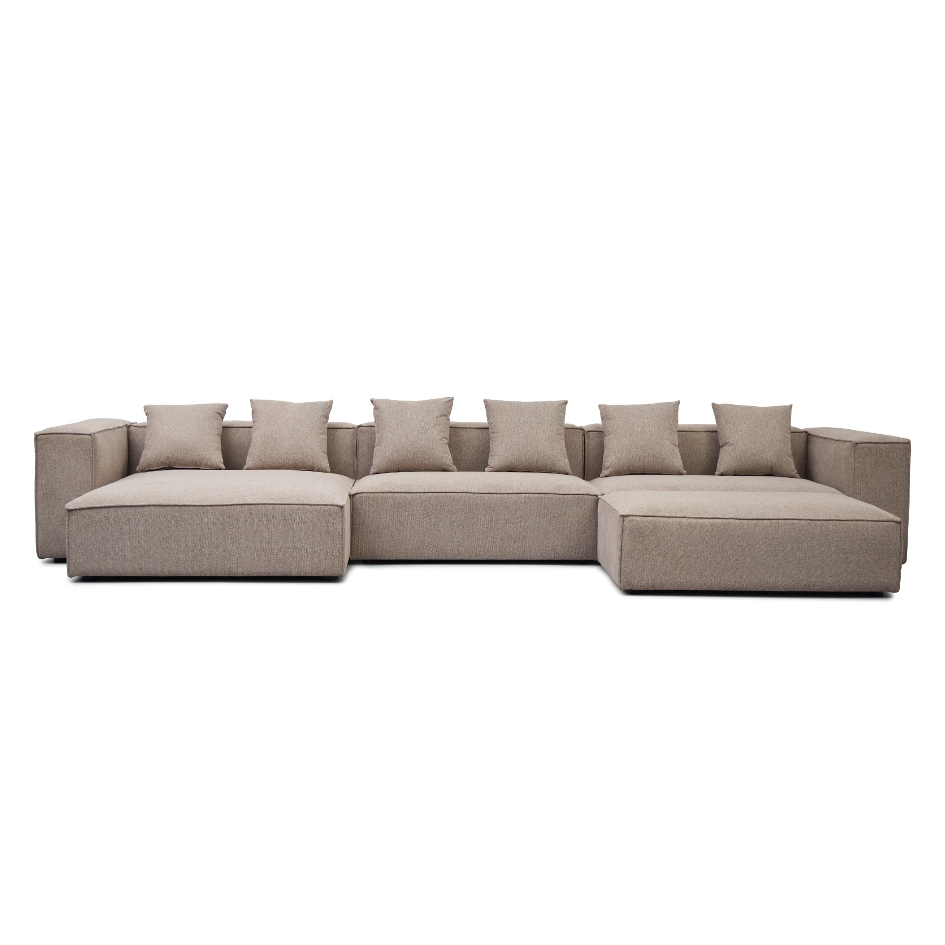 Hailey - Vänstervänd schäslong modulsoffa med pall i sand L: 415 X D: 172 X H: 65 cm