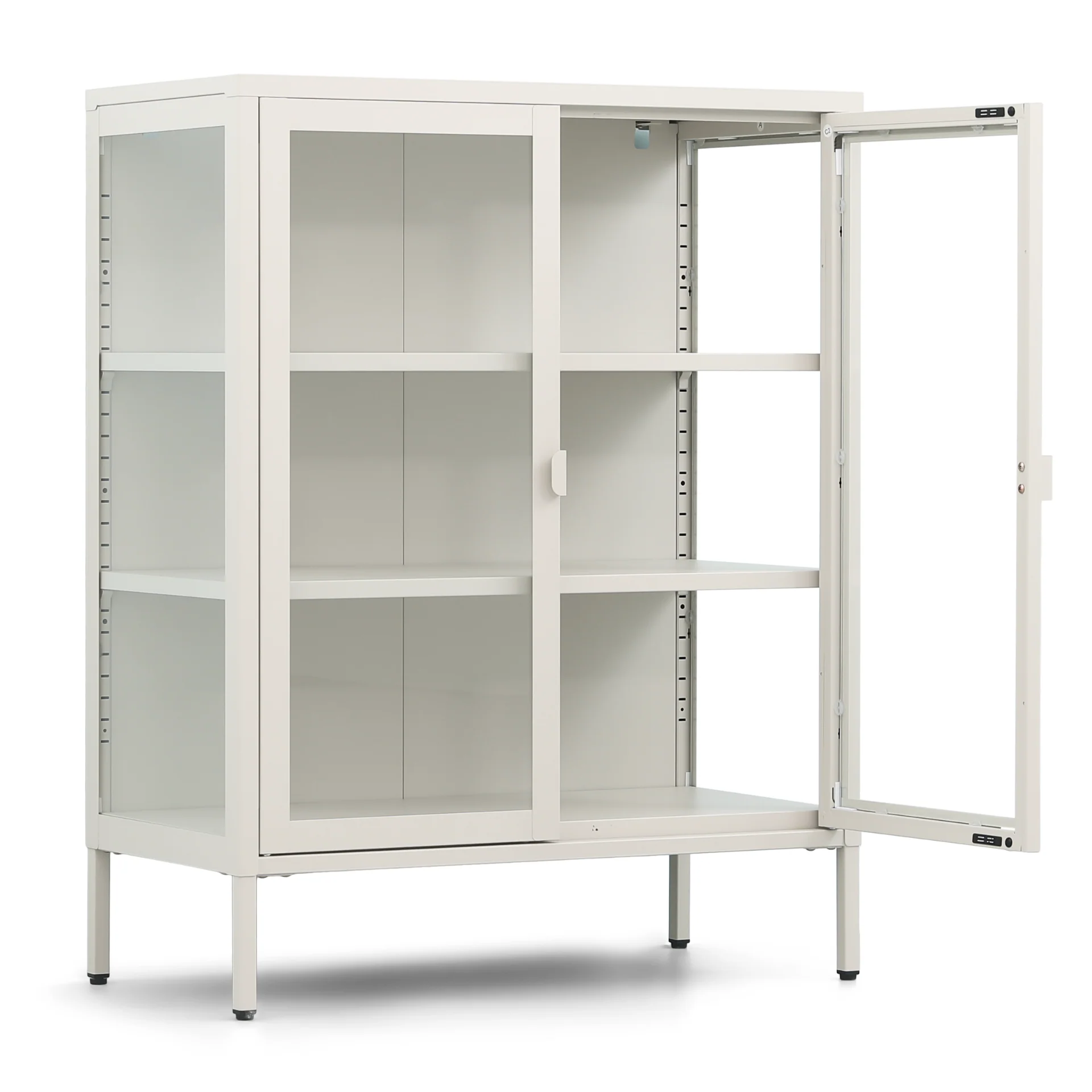 Herman glas skänk/vitrinskåp - Beige metall 80x40x105 cm - Image 4