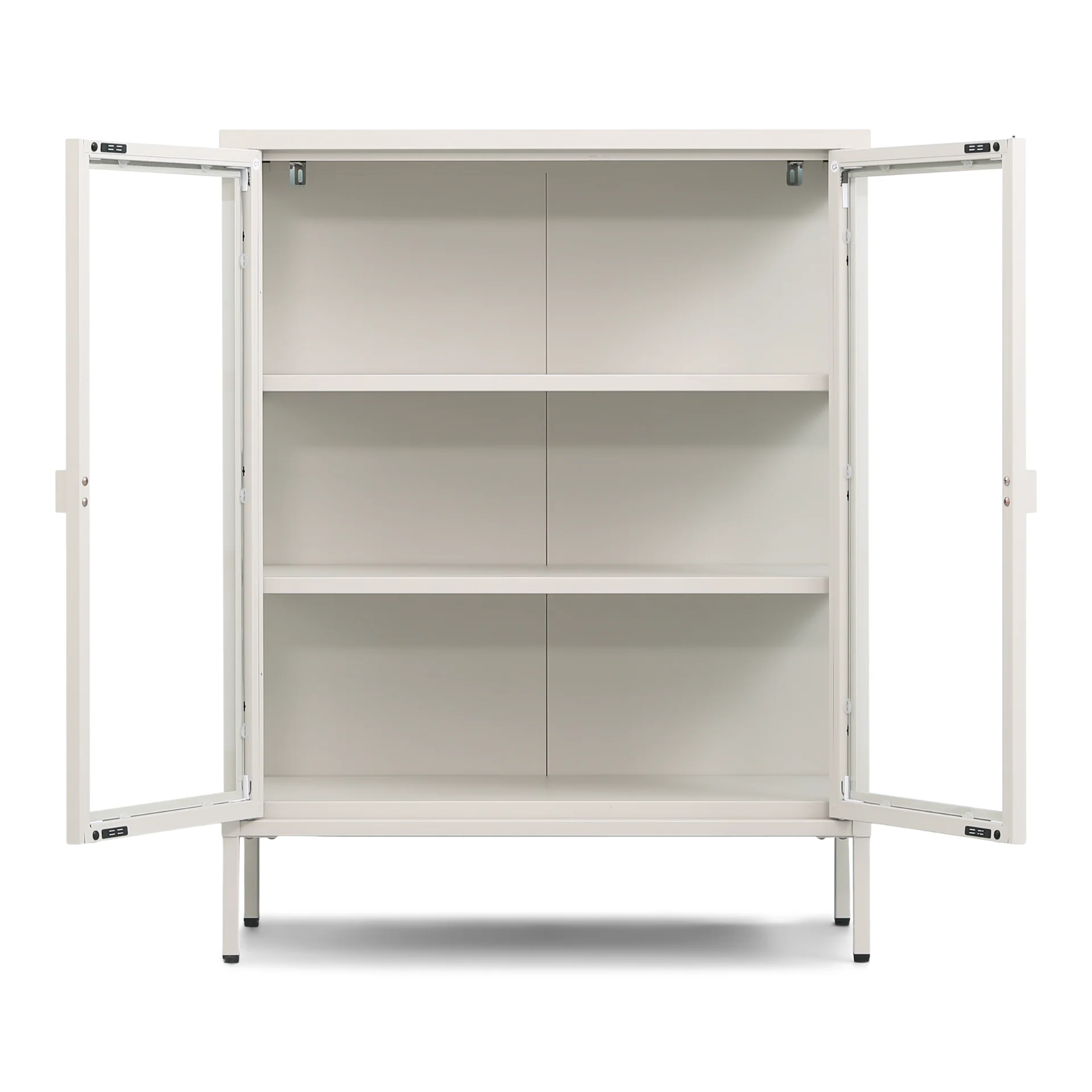 Herman glas skänk/vitrinskåp - Beige metall 80x40x105 cm - Image 5