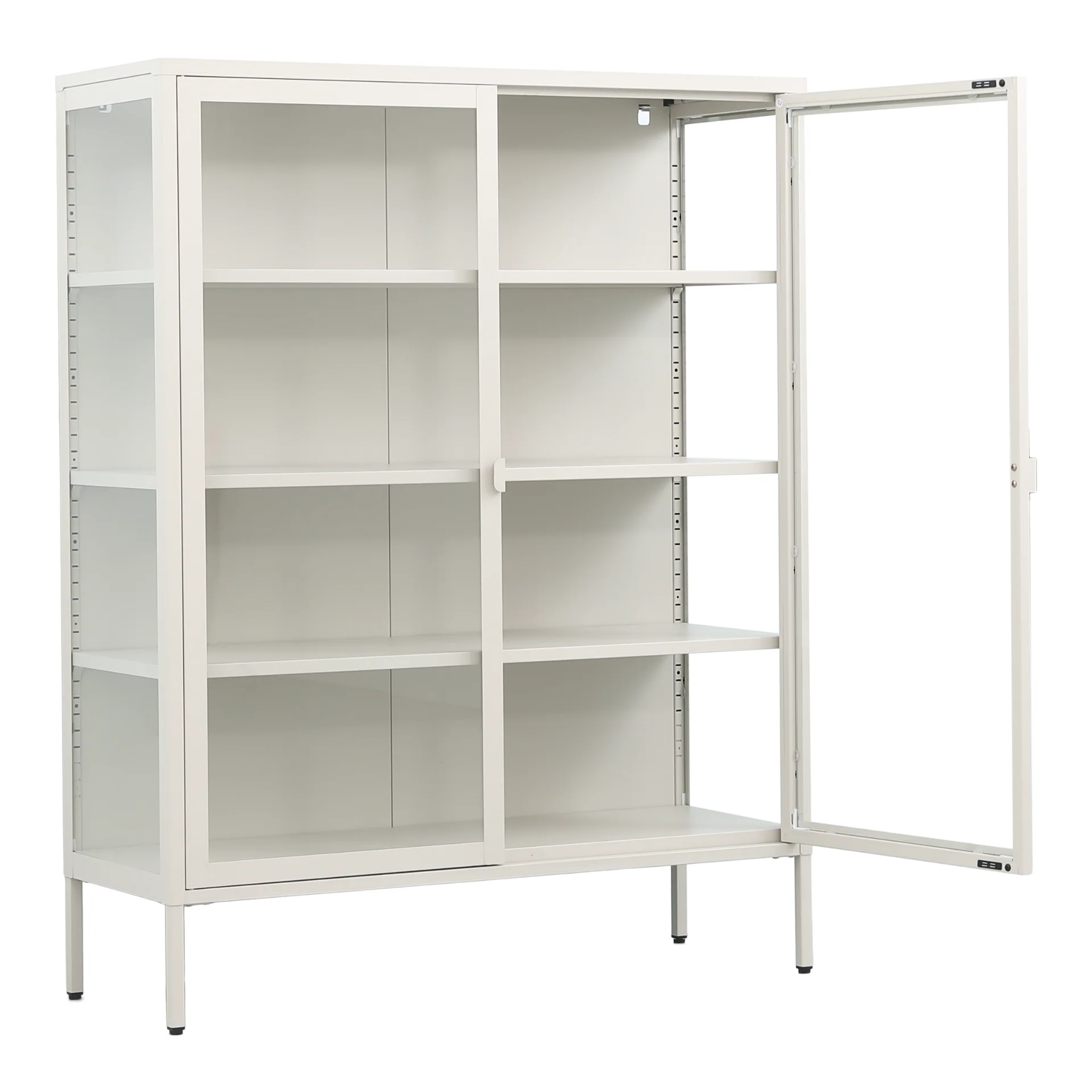 Herman Vitrinskåp - Beige metall/glas - 110x40x140 cm - Image 4