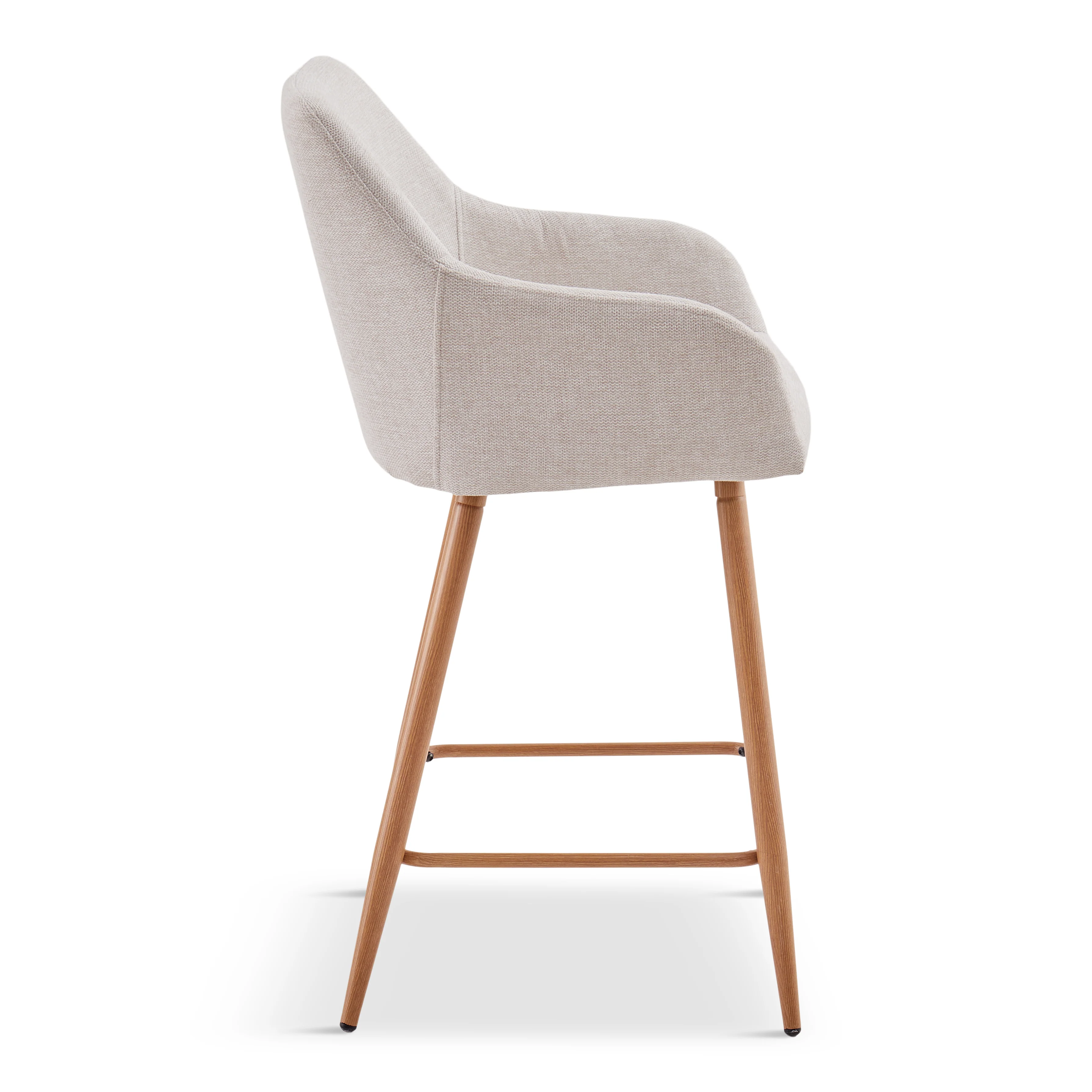 Jenna barstol - beige textil med armstöd 65 cm - Image 5