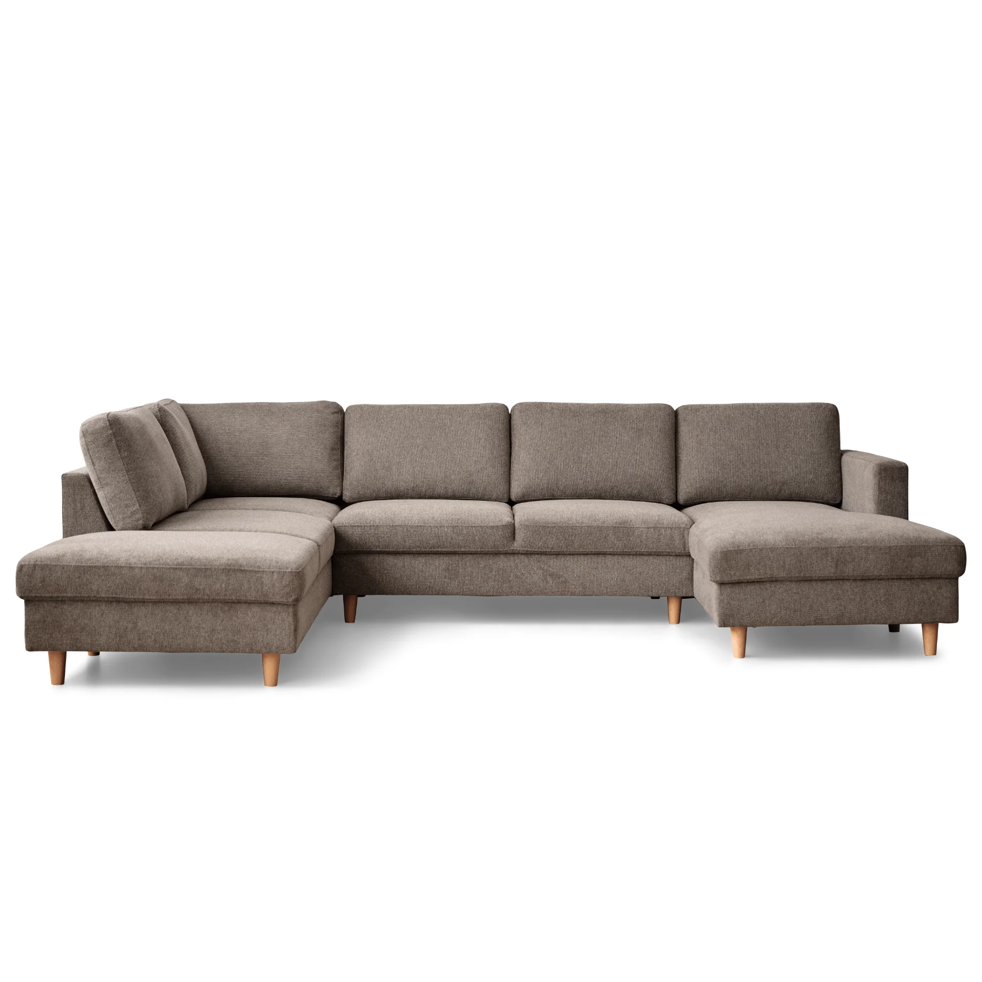 Jennifer högervänd U-soffa i sand med schäslong - L: 300 x D: 208 x H: 82 cm