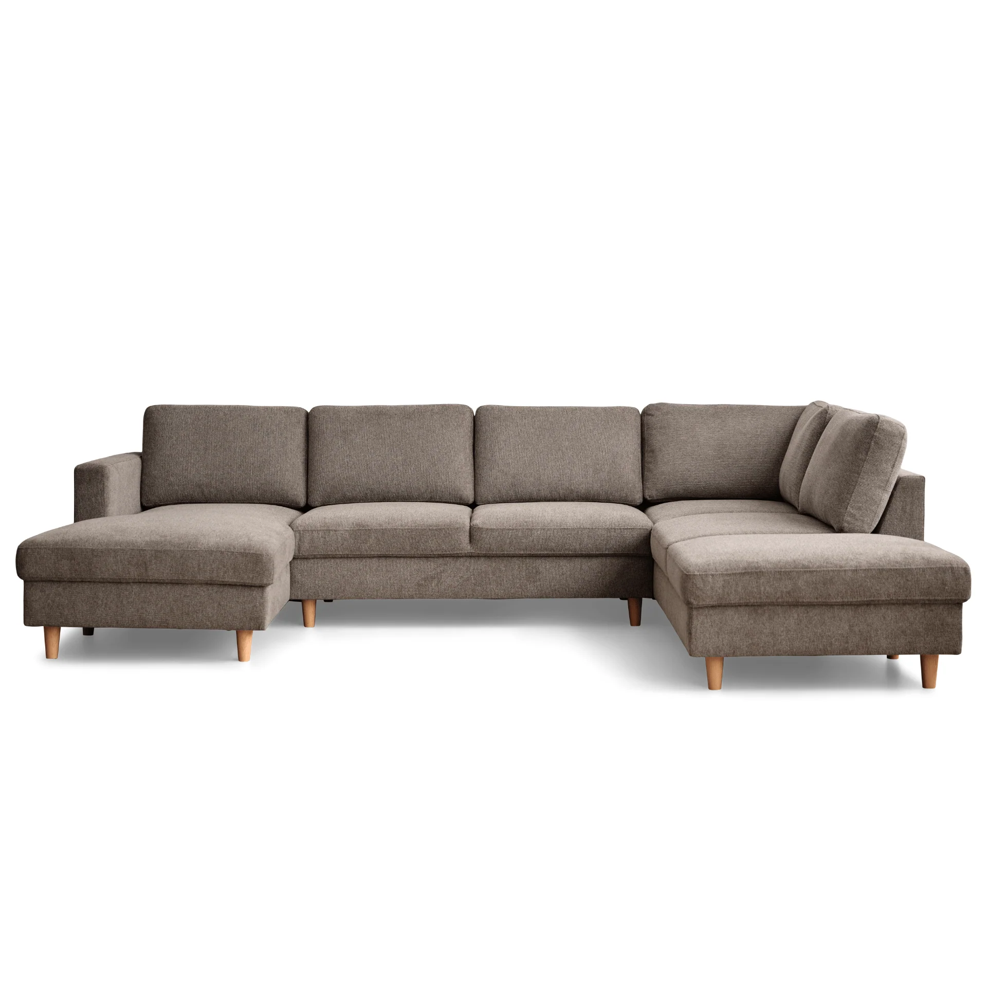 Jennifer vänstervänd U-soffa i sand med schäslong - L: 300 x D: 208 x H: 82 cm