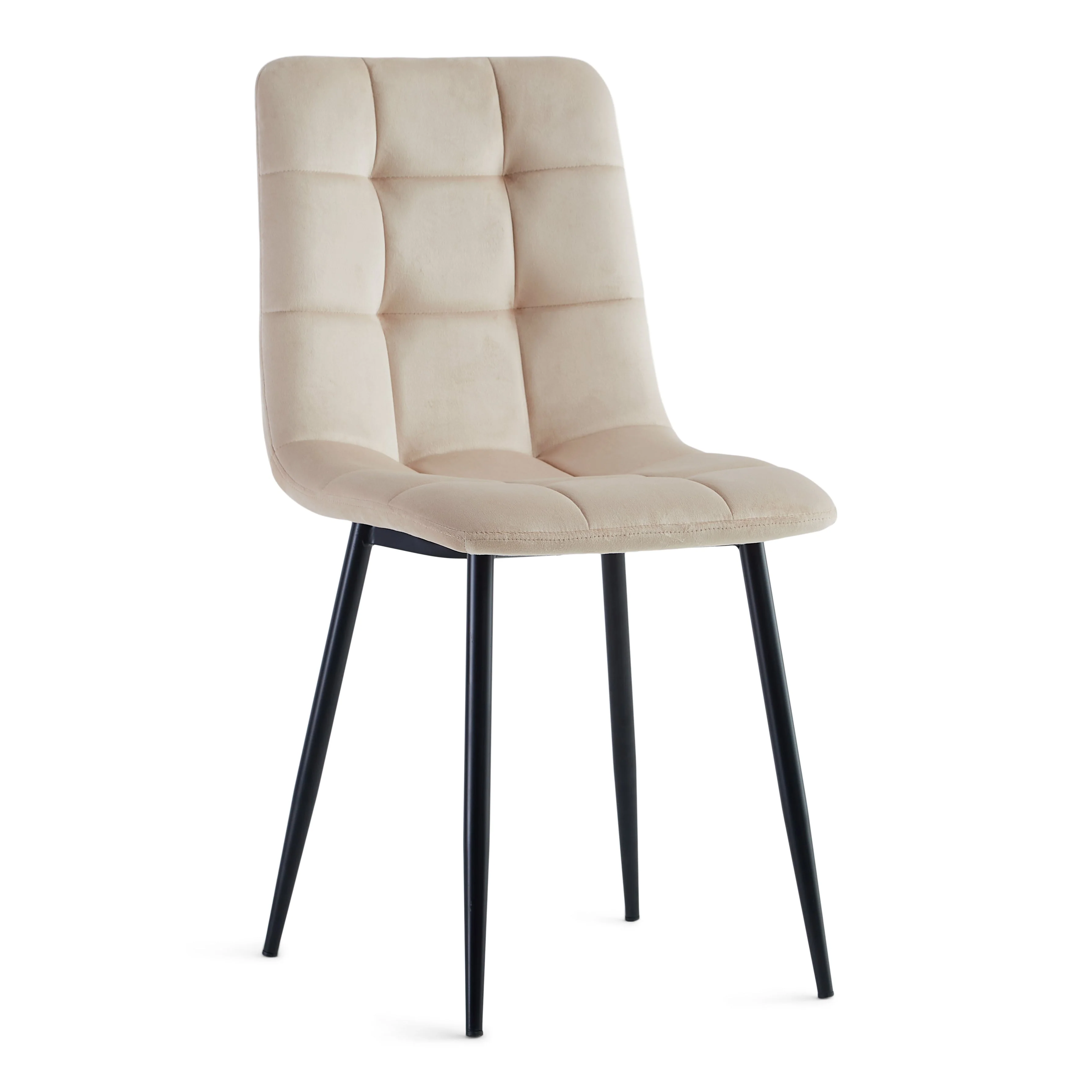 Jessi matstol - beige sammet med svarta metallben