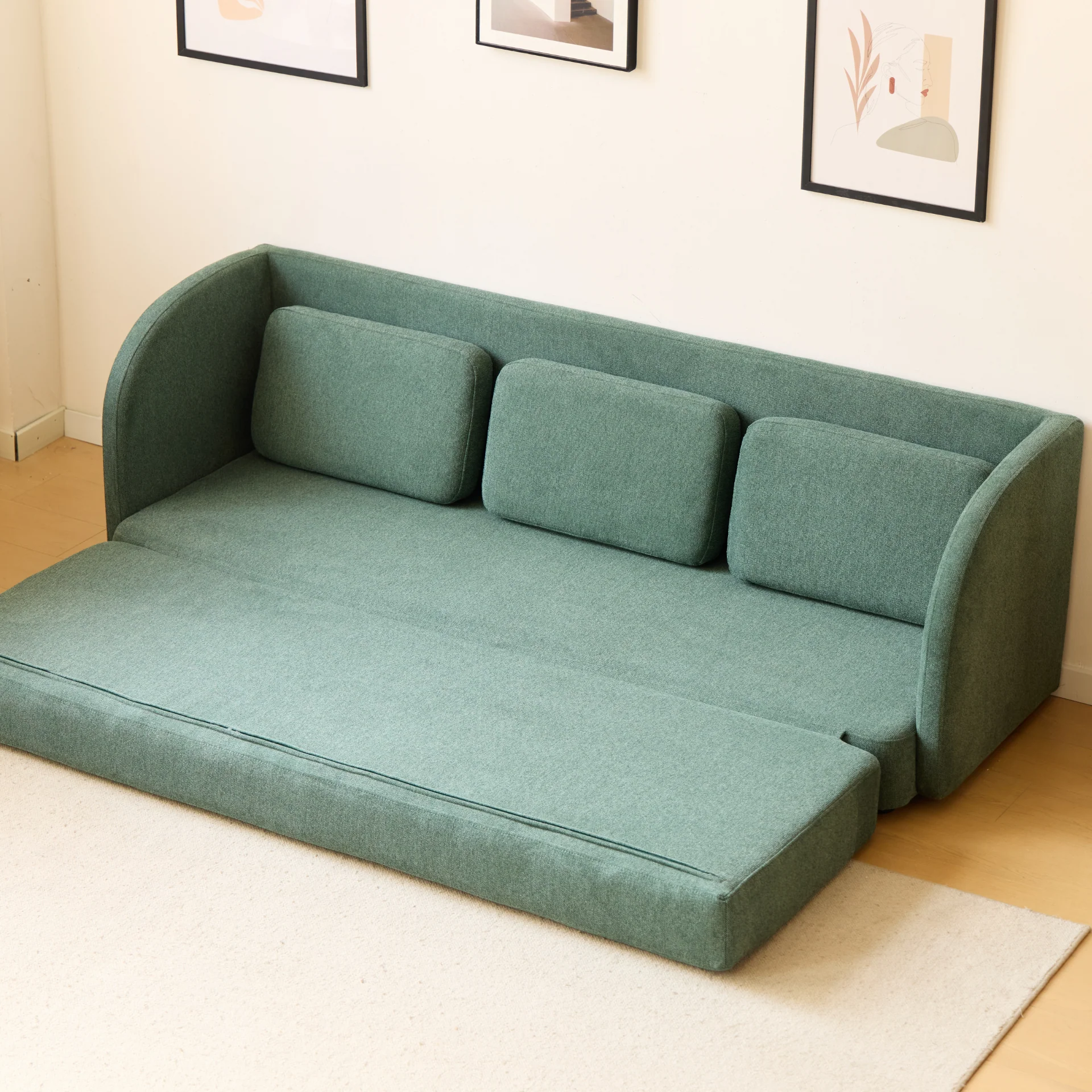 Katarina hopfällbar bäddsoffa grön L: 217 x D: 77/145 x H: 75 cm - Image 3